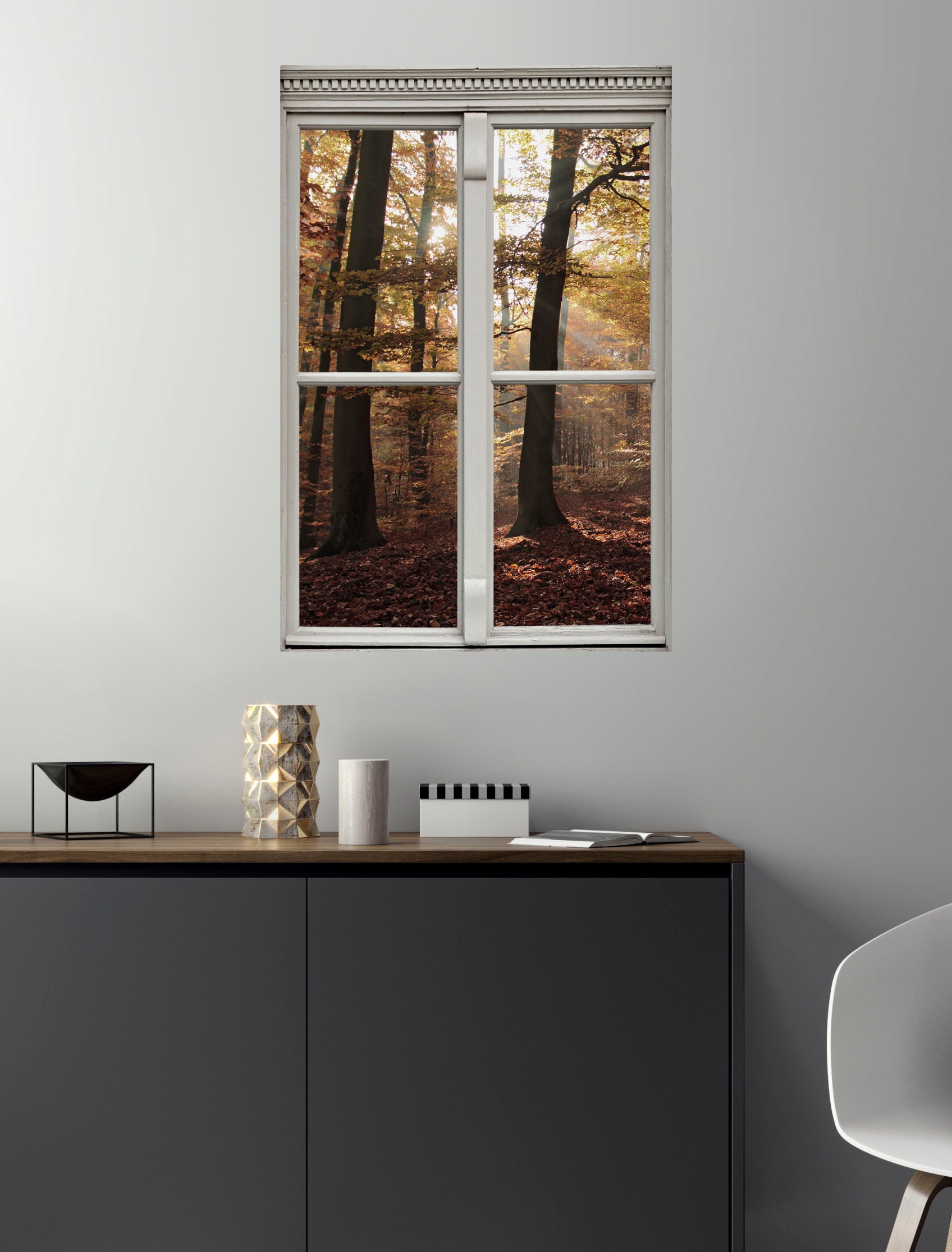 queence Wandsticker »Wald«, Wandsticker, Wandbild, selbstklebend, 3D, Fenster
