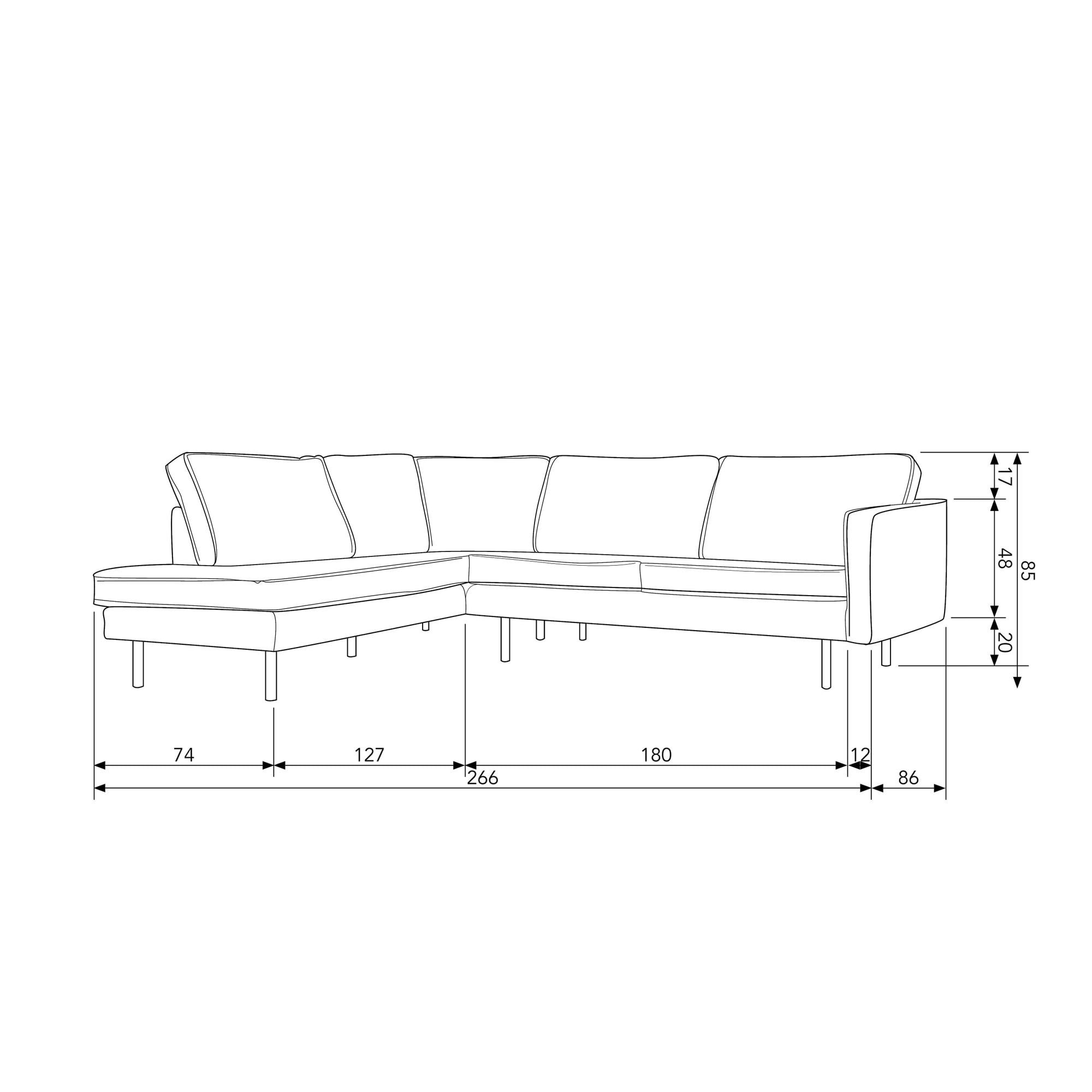 WOOOD Ecksofa »Rodeo«, mit recyceltem Leder, frei im Raum stellbar, H 85 cm x B 266 cm