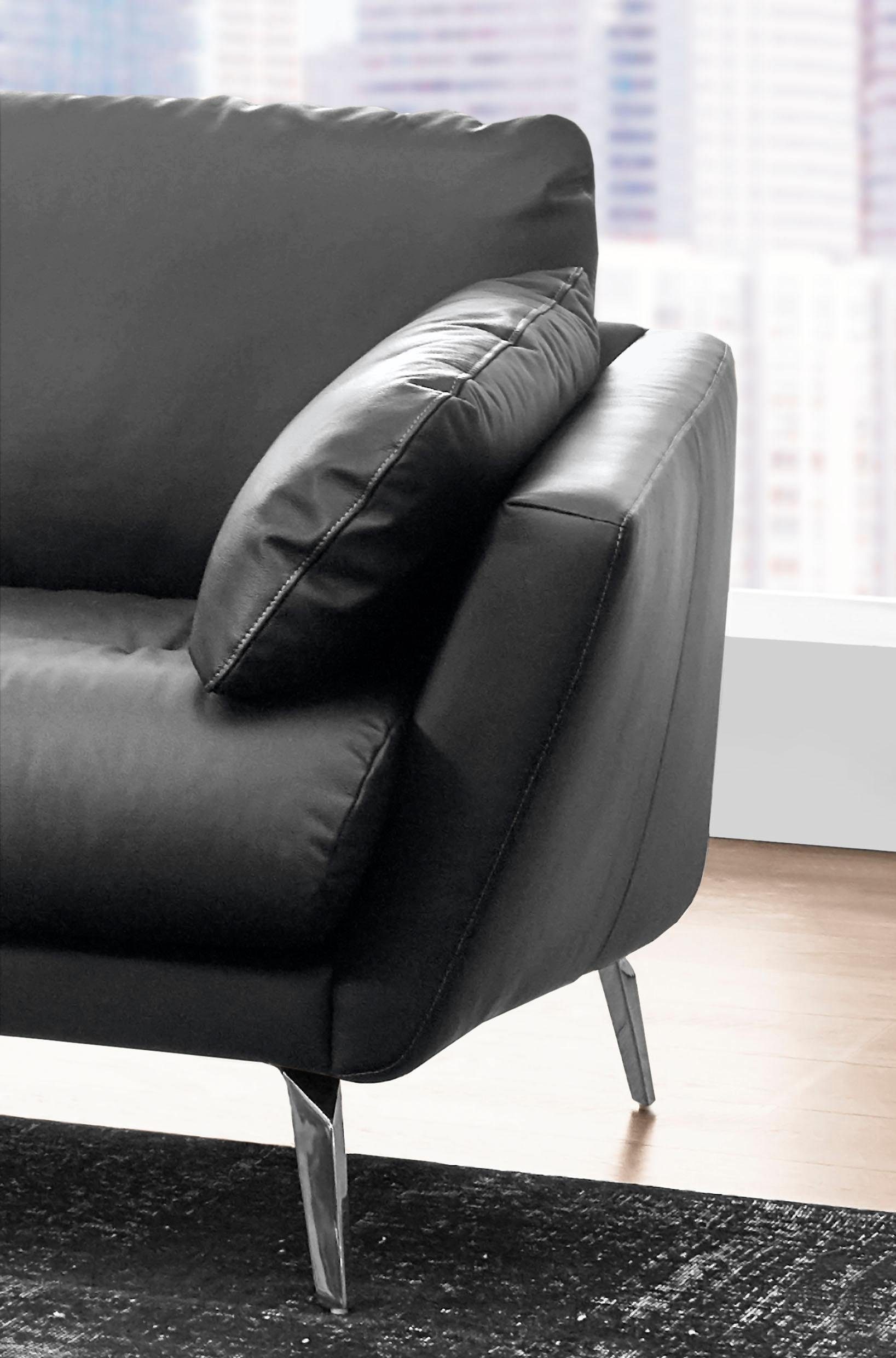 W.SCHILLIG Ecksofa »softy, Designsofa, zeitlos und elegant, hoher Sitzkomfort, L-Form«, mit dekorativer Heftung im Sitz, Füße Chrom glänzend