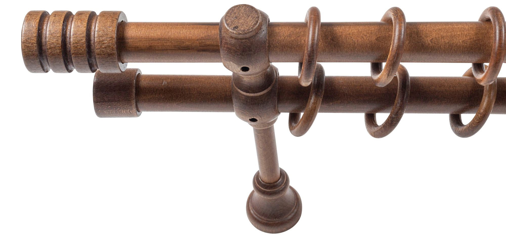 SN DECO GROUP Gardinenstange »Pisa«, 2 läufig-läufig, Fixmaß, 28 mm, Holz, verschiedene Längen und Farben, Komplettset