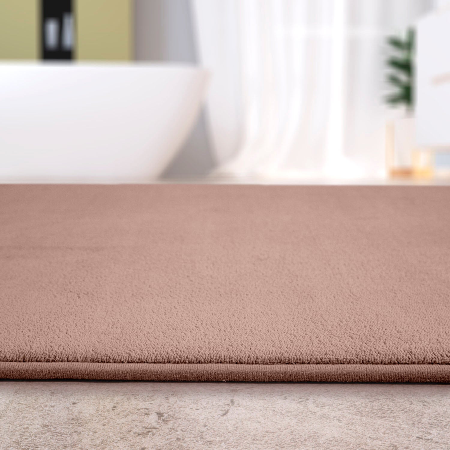 Paco Home Badematte »Corby 255«, Höhe 13 mm, rutschhemmend beschichtet, fußbodenheizungsgeeignet, Badteppich, Uni Farben, Memory-Foam Effekt