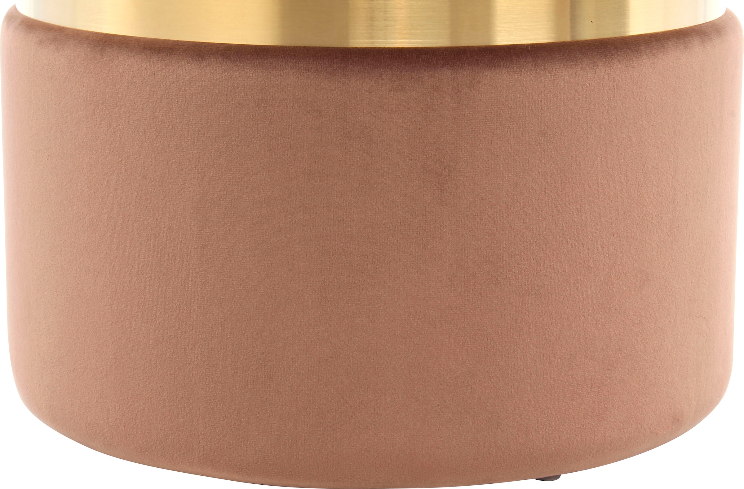 Kayoom Stauraumhocker »Hocker Zora 125 2er-Set, samtweicher Stoffbezug,runde elegante Form«, (Set, 2 St.), edles Design mit Metallring, gepolstert, mit Stauraum