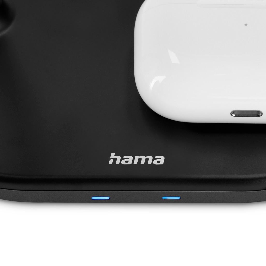 Hama Induktions-Ladegerät »3in1 Wireless Charger Ladestation für Apple iPhone AirPod Apple Watch«, mit Pad, Fast-Charge-Technologie, Apple iPhone 12, 13, 14, 15-Modelle