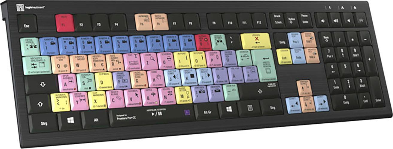 Logickeyboard Tastatur »Adobe Premiere Pro CC Astra 2 DE (PC)«, (Ziffernblock-USB-Hub)