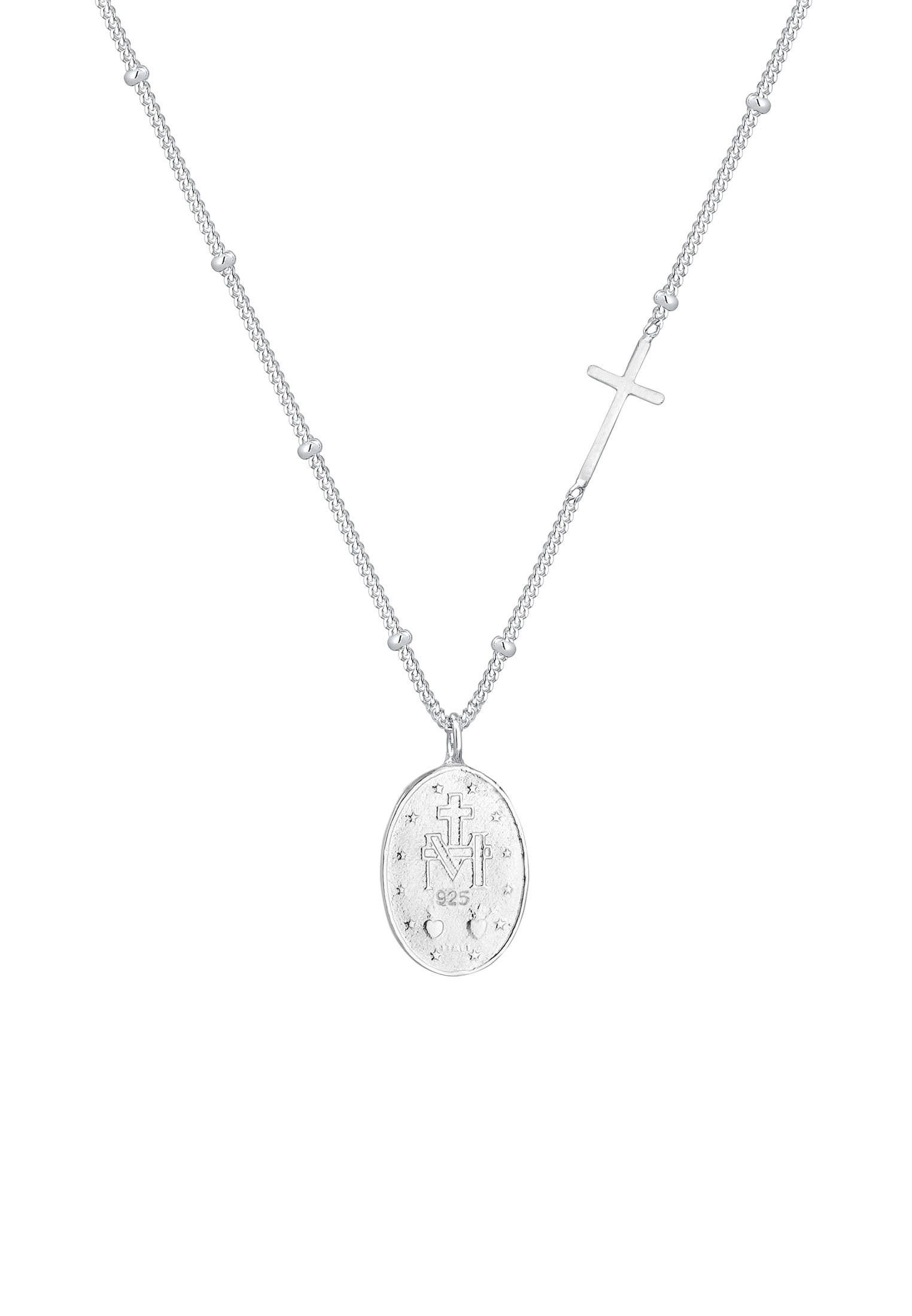 Elli Kette mit Anhänger »Kugelkette Kreuz Marienbild Silber by @lleennyyy«