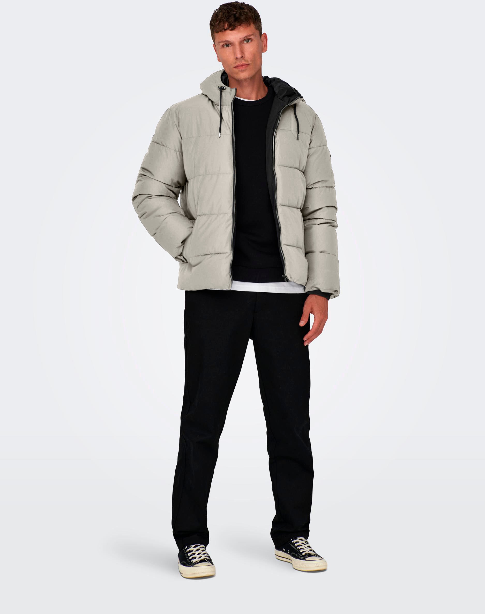ONLY & SONS Steppjacke »ONSMARLON LIFE HOOD PUFFER JACKET OTW VD« mit Kapuze