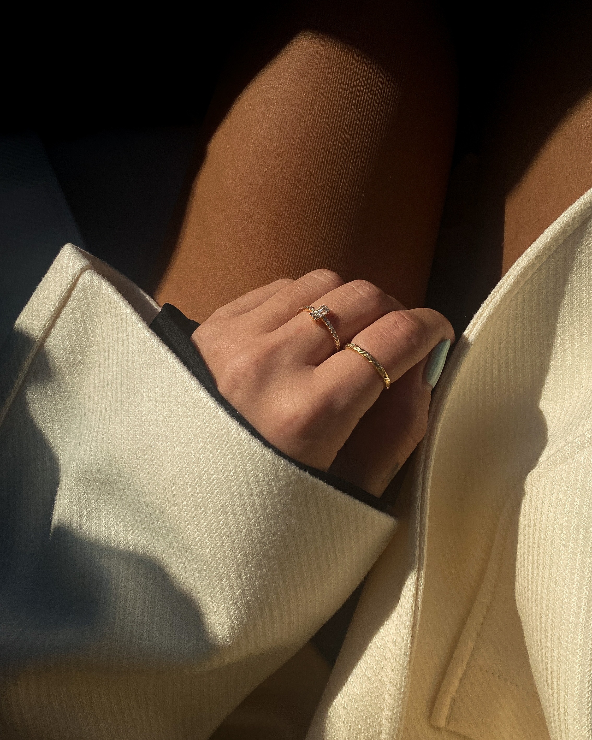 CAÏ Fingerring »925 Silber vergoldet Dreiecke Stacking«