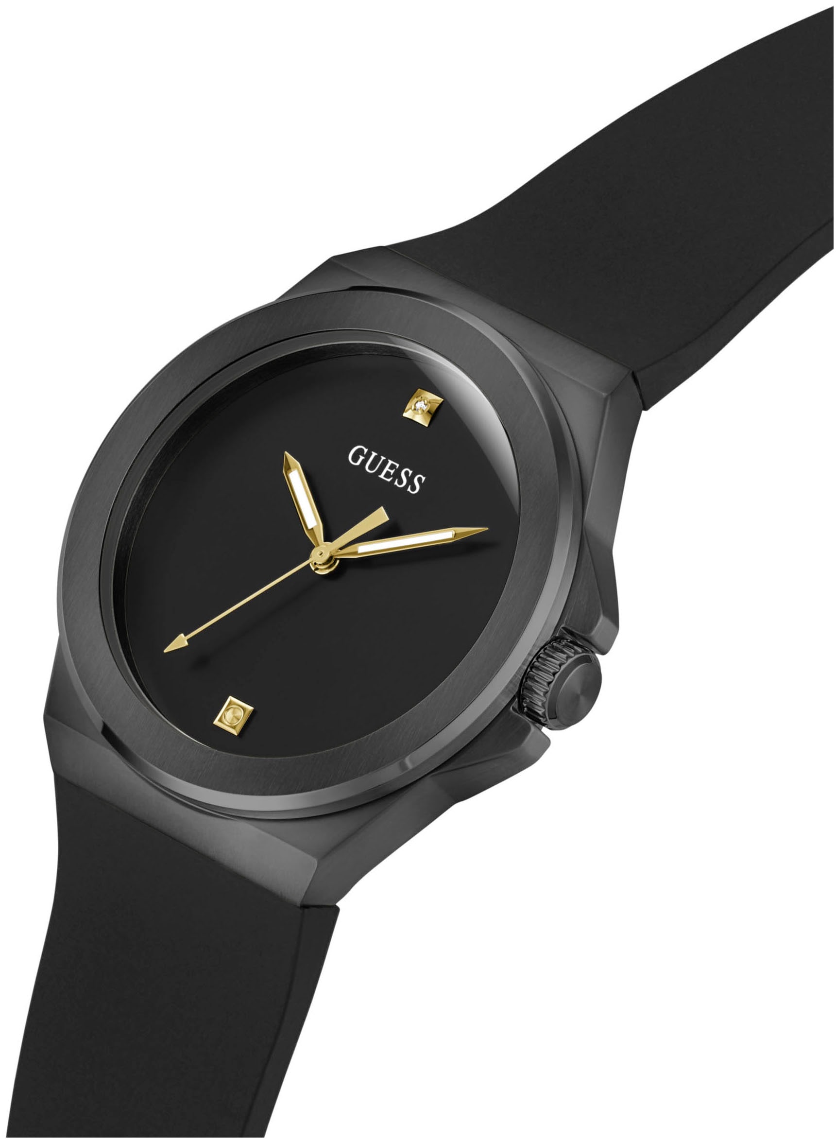 Guess Quarzuhr »VINYL«, Armbanduhr, Herrenuhr, Silikonarmband, Mineralglas, analog