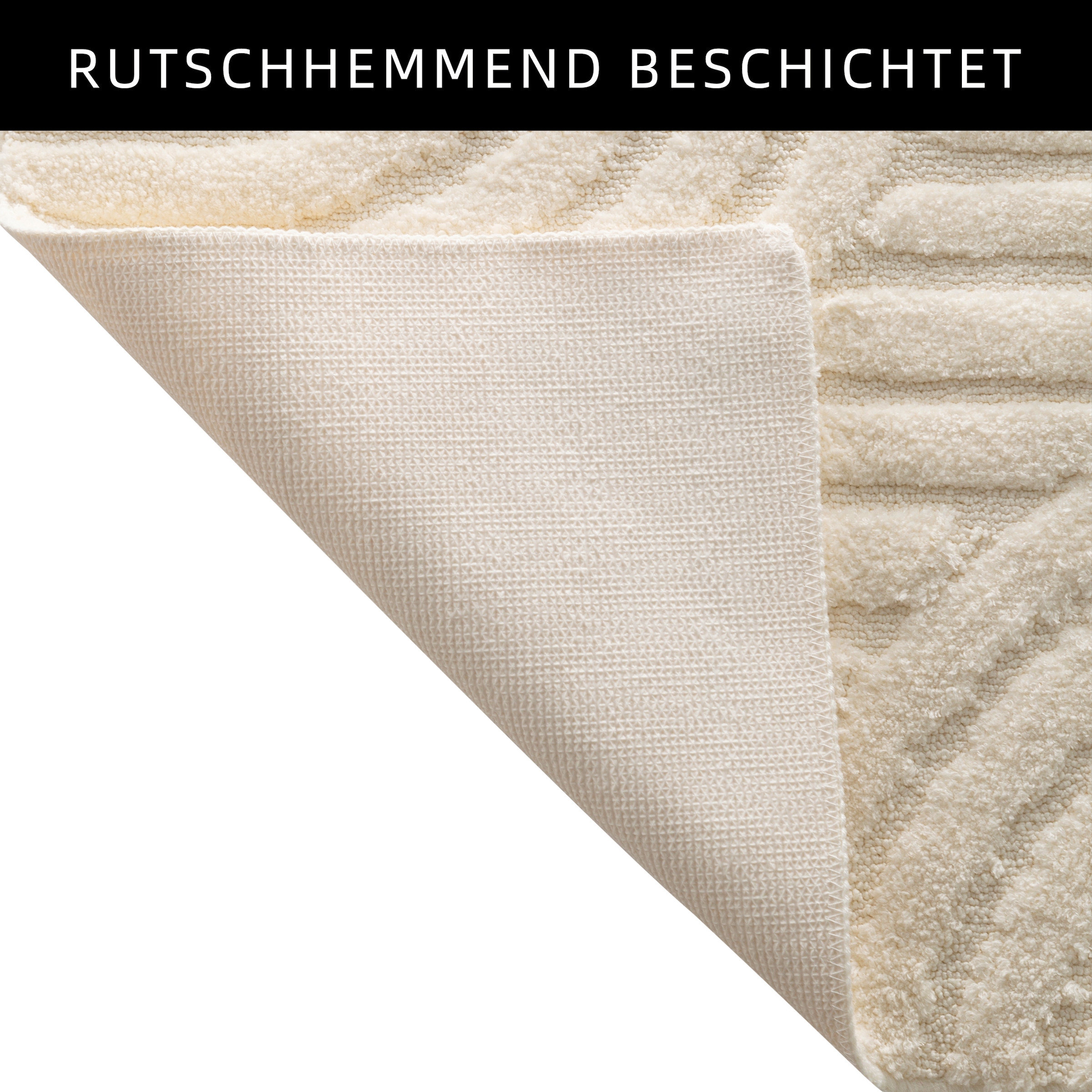 my home Badematte »Regona Scandi, Badvorleger, Badezimmer Teppich, Duschvorleger«, rutschhemmend beschichtet, strapazierfähig, Badteppich, Uni Farben, Hoch-Tief-Effekt, modernes Muster, Zen