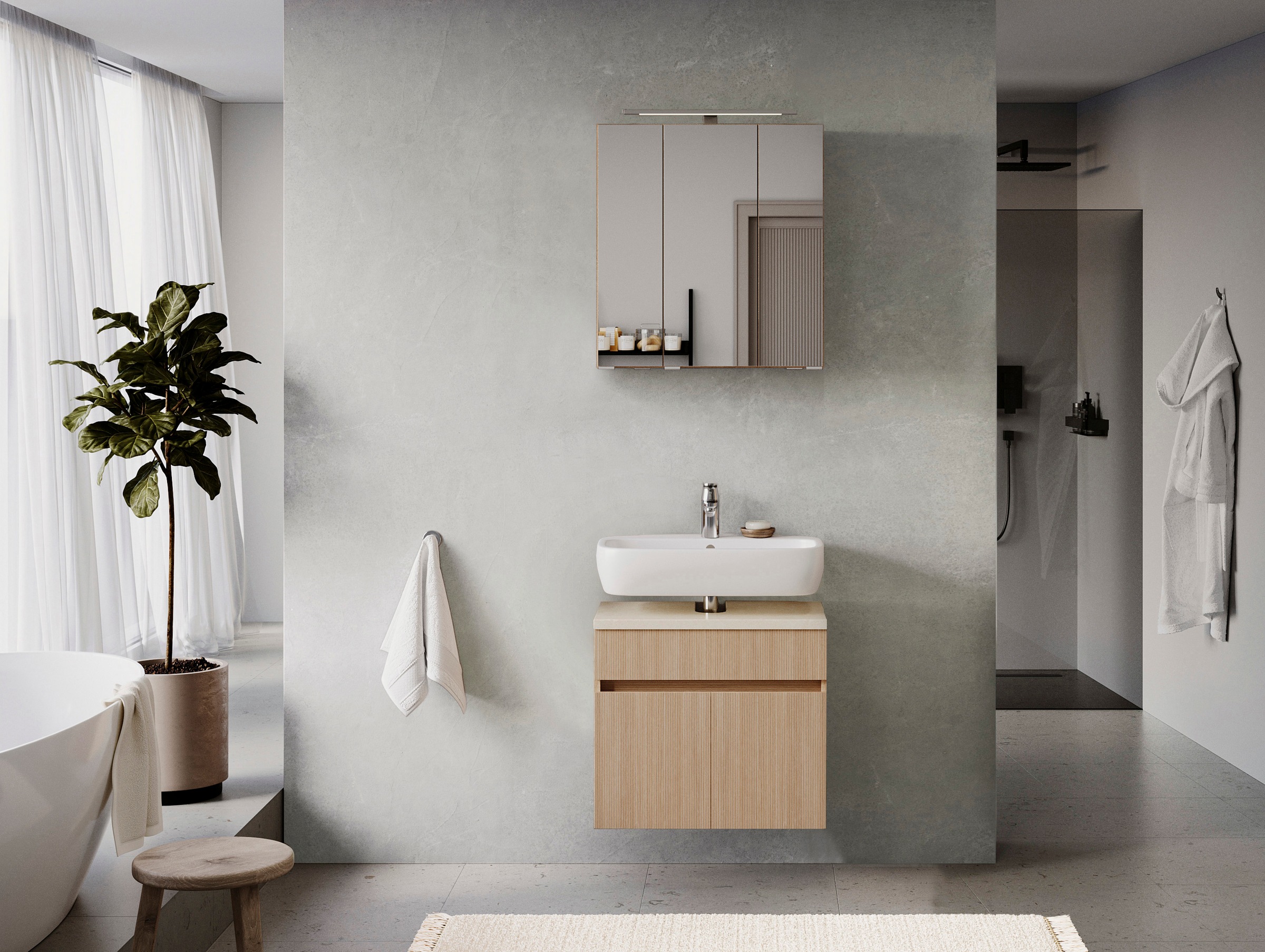 welltime Badmöbel-Set »EIXO, Set aus Spiegelschrank und Unterbeckenschrank« günstig online kaufen