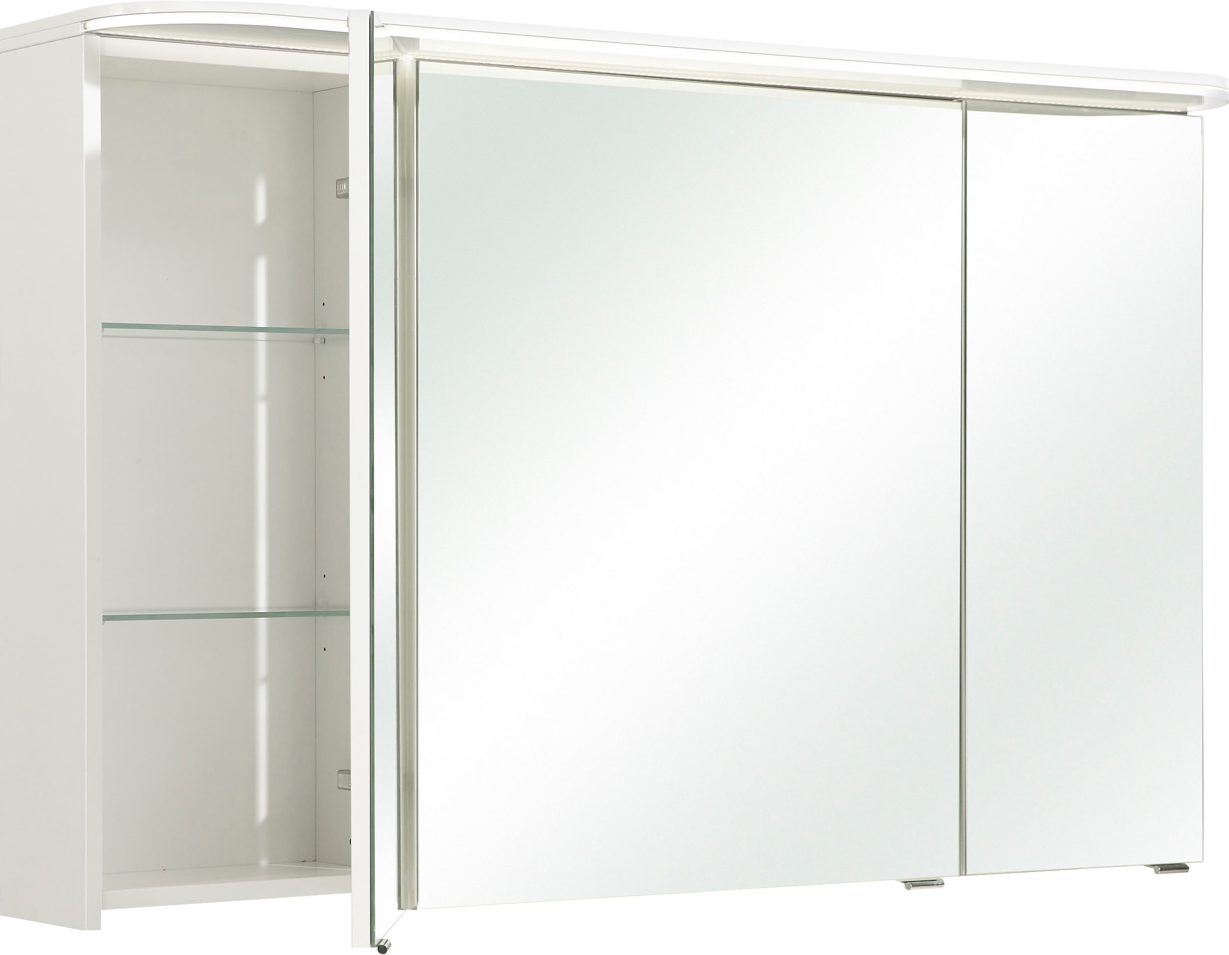 Saphir Spiegelschrank »Balto Sprint Badschrank mit LED-Lichtkranz, 120 cm breit, 3 Türen«, Schalter-/ Steckdosenkombination, inkl. Türdämpfer, 987LM, 12V LED