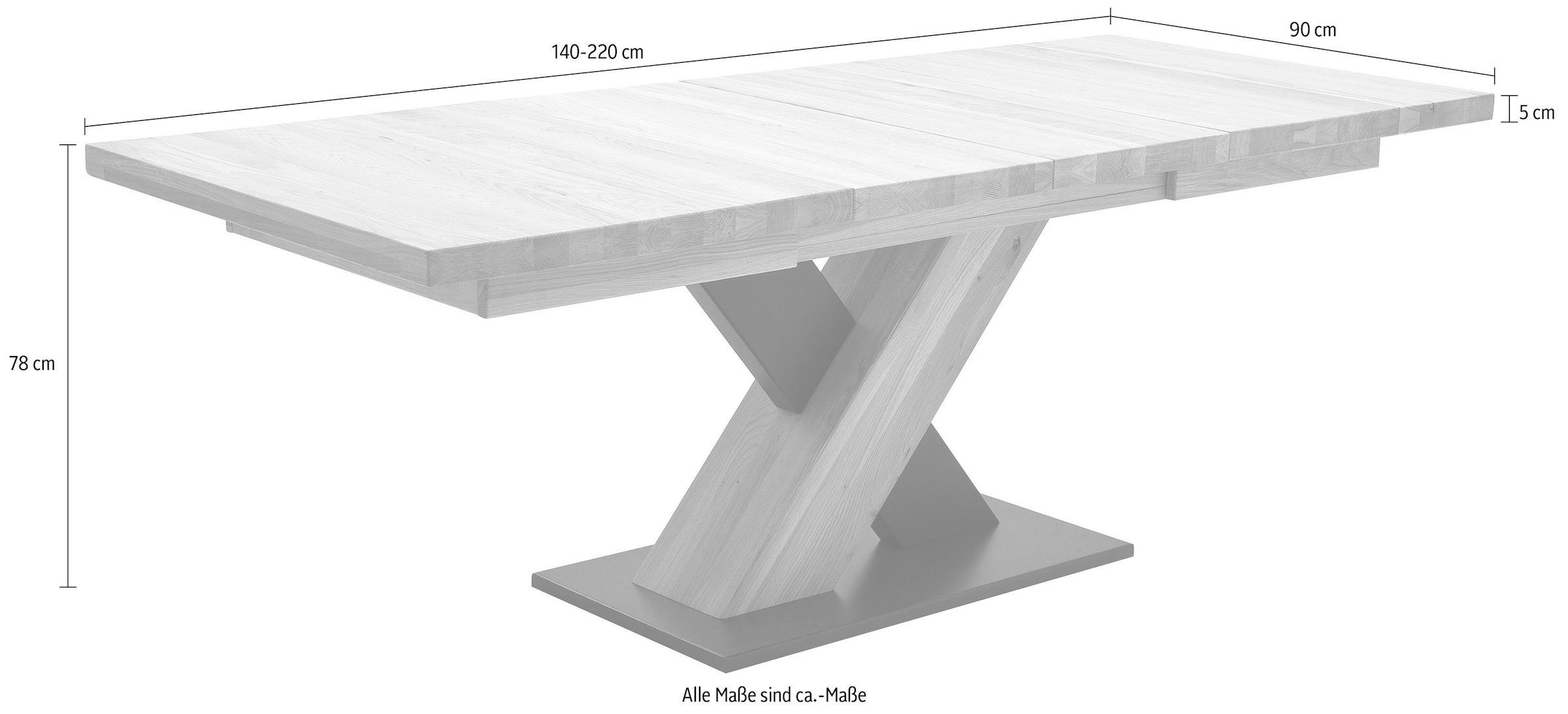 MCA furniture Esstisch »Mendoza A«, Esstisch Massivholz mit Synchronauszug