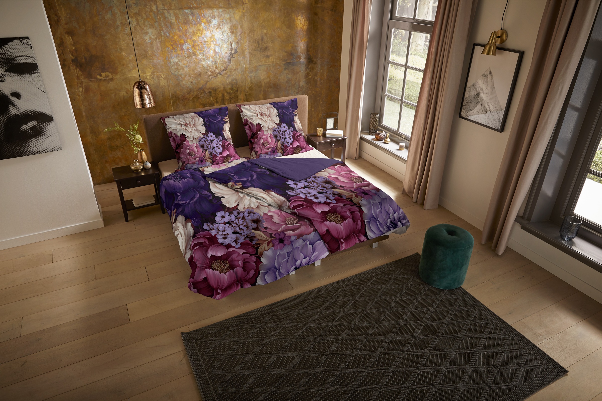 PURE luxury collection Wendebettwäsche »Triade«, Mikrofaser, Pflegeleicht, Weich, Reißverschluss, Wendeoptik, Blume