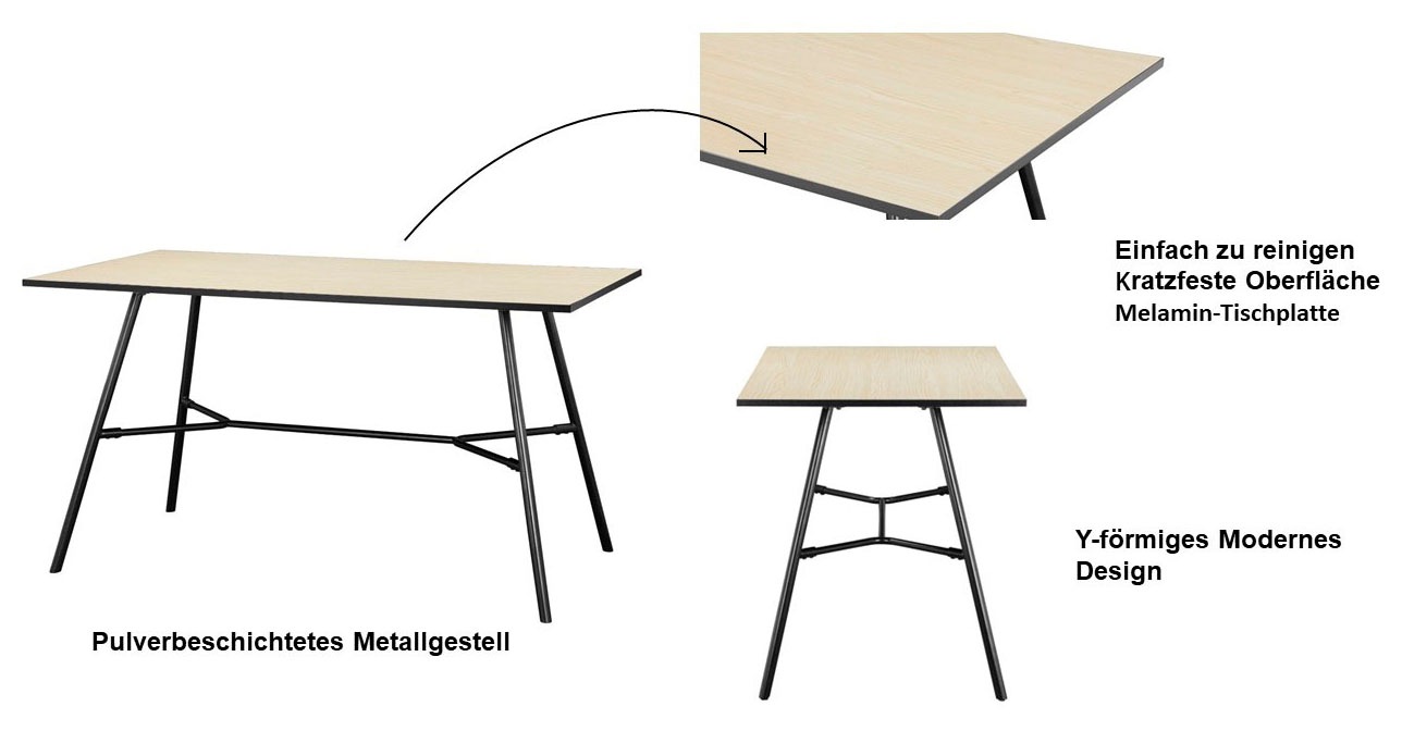 INOSIGN Esstisch »Cannington«, (Tisch, Küchentisch, Auszugstisch, TOPSELLER!), Metall Gestell, Tischplatte aus MDF