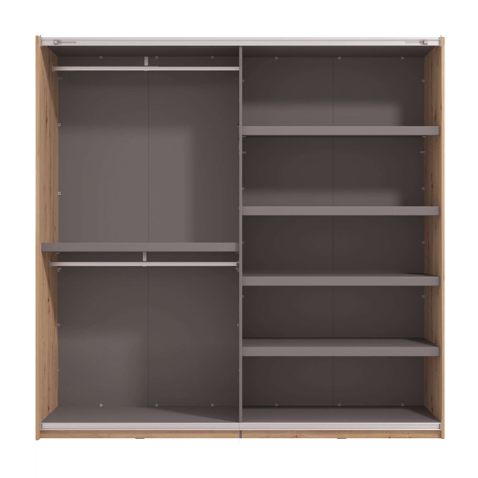 INOSIGN Schwebetürenschrank »Ascalon, mit Spiegel und Lamellen 3D, FSC-zertifiziert, Made in Europe«, 220x61x217,5cm, 3 verschiedene Innenaussattungen-individuell wählbar