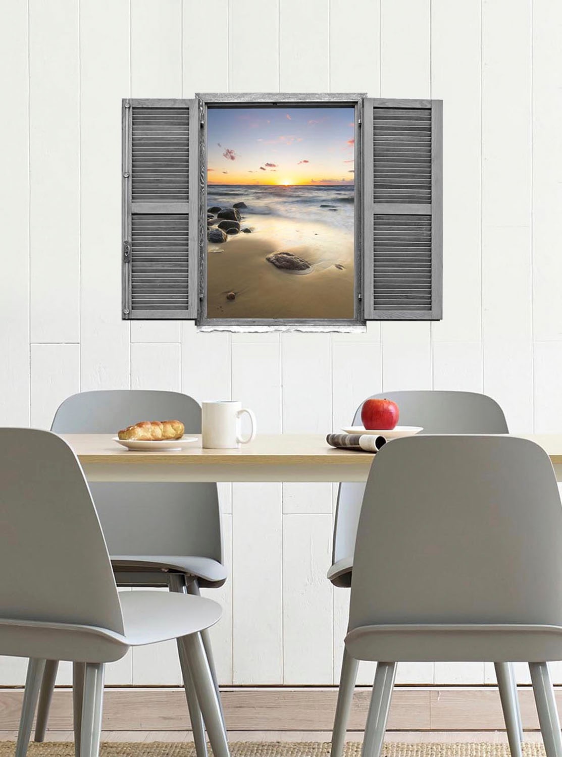 queence Wandtattoo »Sonnenuntergang«, (1 St.), Wandsticker, Wandbild, selbstklebend, 3D, Fenster