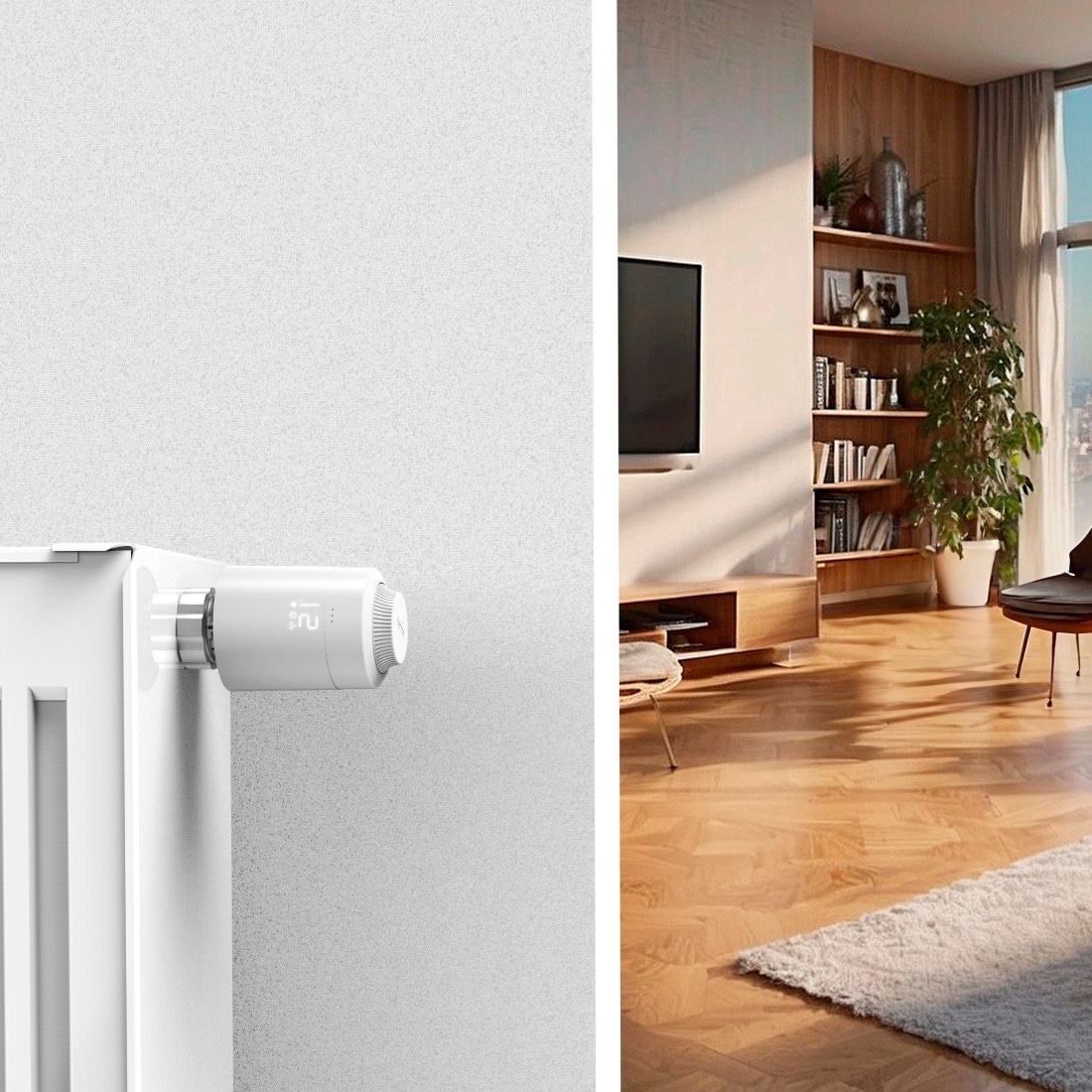 Hama Heizkörperthermostat »Smartes Heizkörperthermostat mit Matter over Thread« Wochenprogramm, Sprachsteuerung, Fenster-auf-Erkennung, Drehregler
