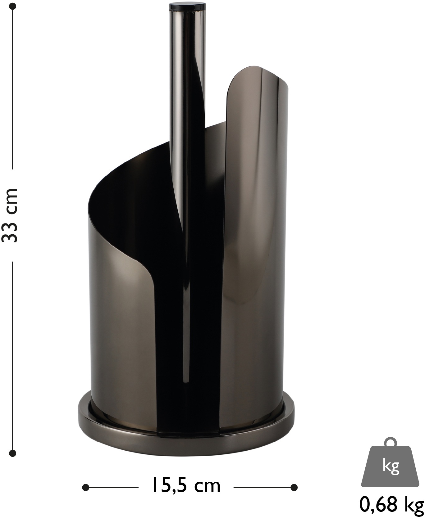 ECHTWERK Küchenrollenhalter, (1 St.), Papierrollenhalter aus Edelstahl, Rollenhalter, Stehend, 15,5 x 33 cm