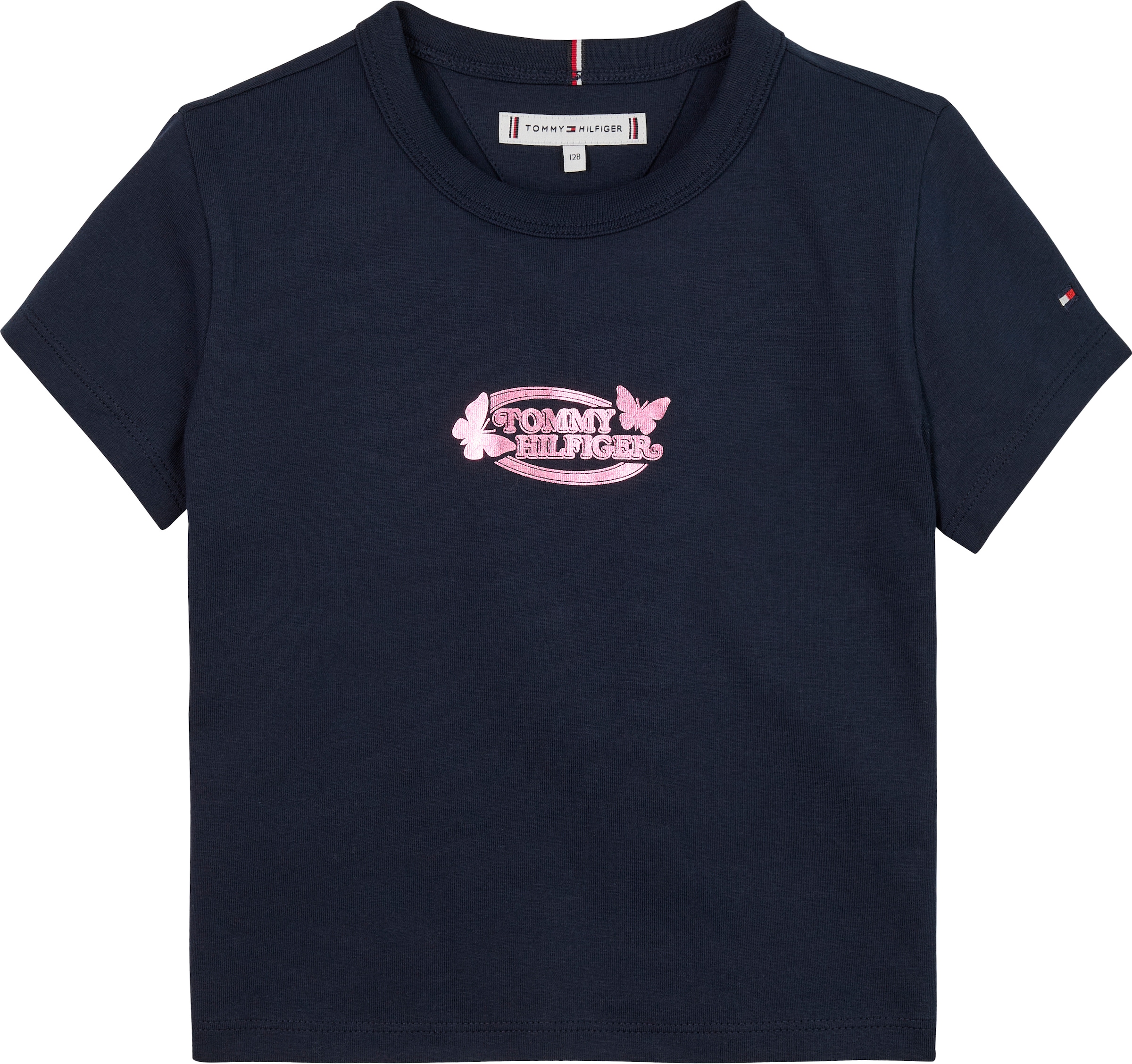 Tommy Hilfiger T-Shirt »BUTTERFLY GRAPHIC TEE SS« für Kinder bis 16 Jahre, mit glänzendem Druck