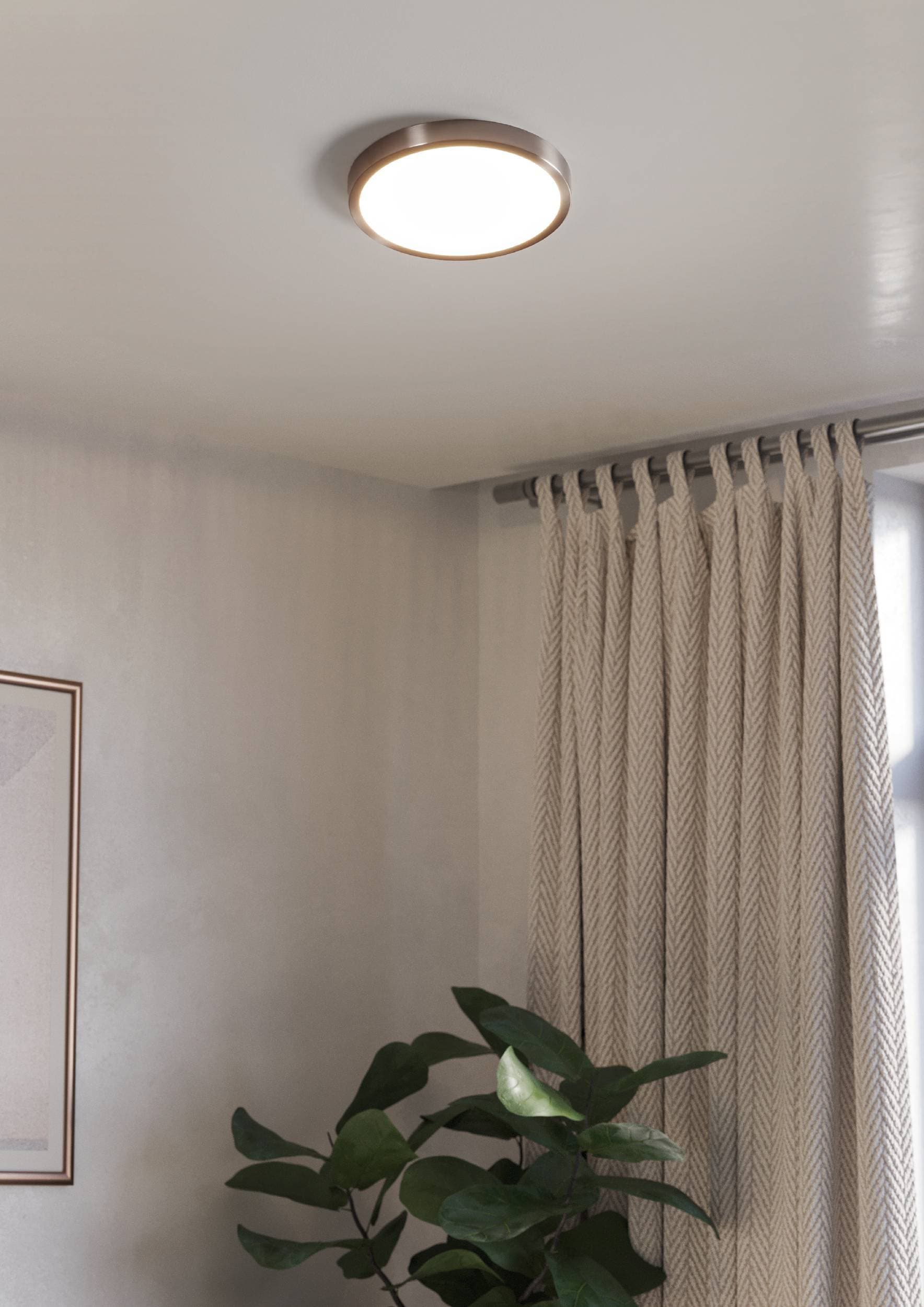 EGLO Aufbauleuchte »Fueva 6 Deckenleuchte, Badlampe Decke, Metall und Kunststoff, IP44« LED-Modul 1 Stk. Kaltweiß | Neutralweiß | Warmweiß Aufbauleuchte - H2,5 x Ø27,8 cm - nickel-matt - 14,2W inkl.