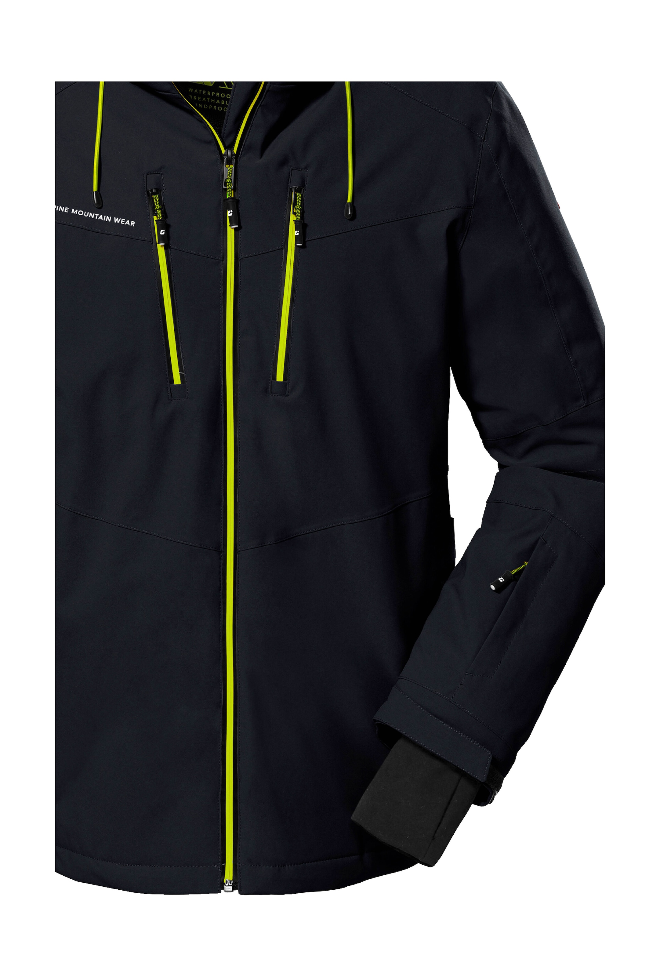 Killtec Skijacke »KSW 44 MN SKI JCKT«, Wasserdichte, atmungsaktive Funktionsjacke mit abnehmbarer Kapuze