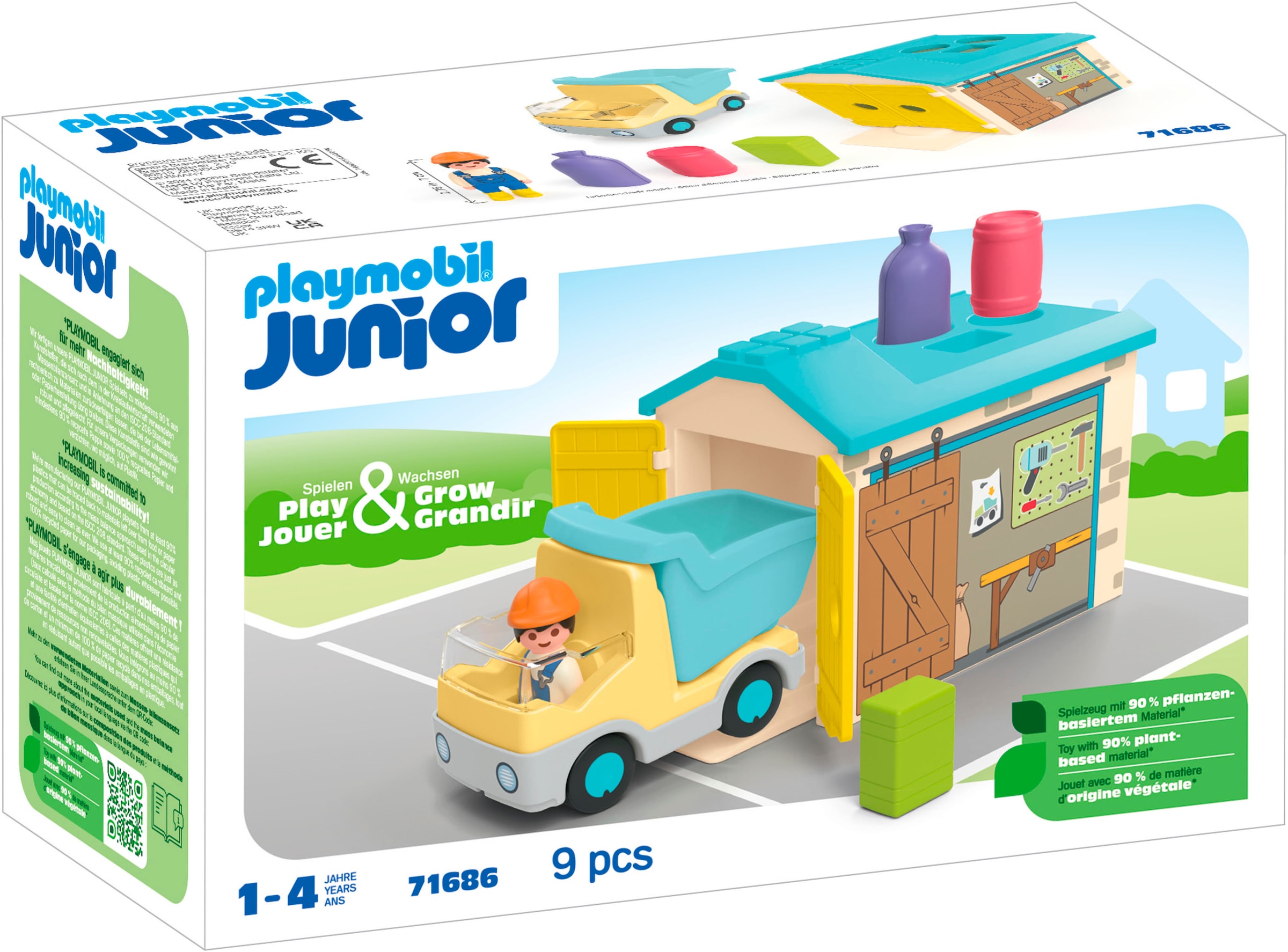 Playmobil® Konstruktions-Spielset »LKW mit Sortiergarage (71686), JUNIOR«, (9 St.), Made in Europe