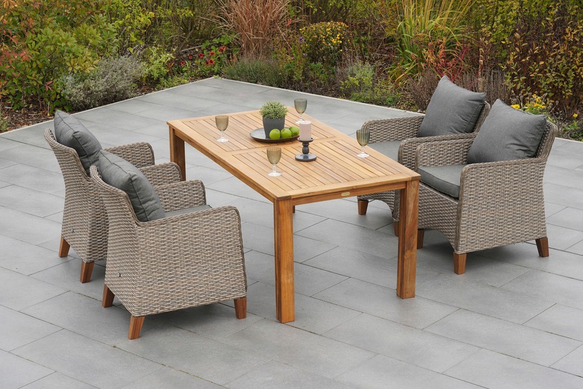 Destiny Gartentisch »LUNA Tisch«, Polyrattan, Ø aufgelegter mit kaufen 120x75 online meliert cm, Glasplatte, natur