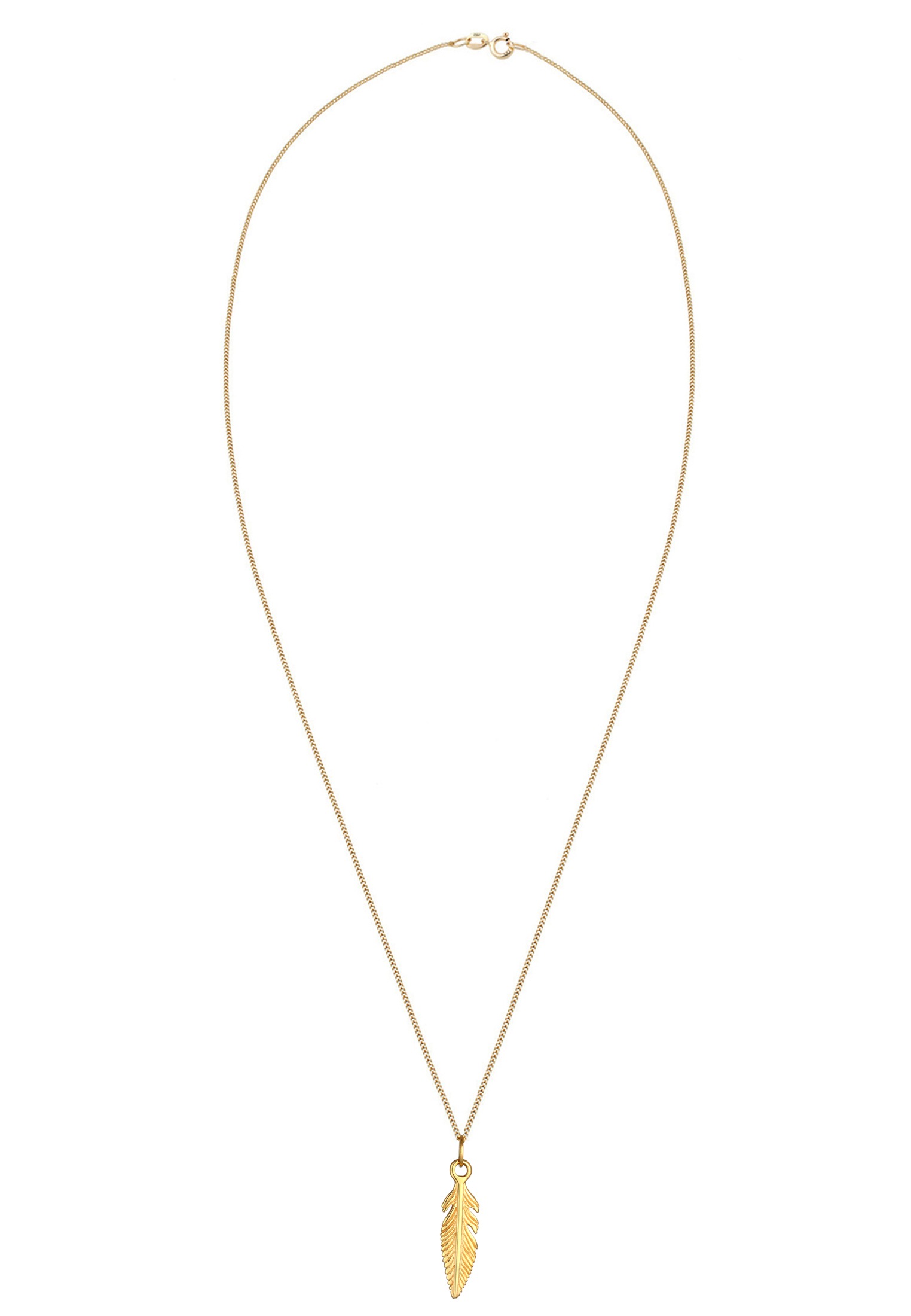 Elli Premium Kette mit Anhänger »Feder Boho 585 Gelbgold«