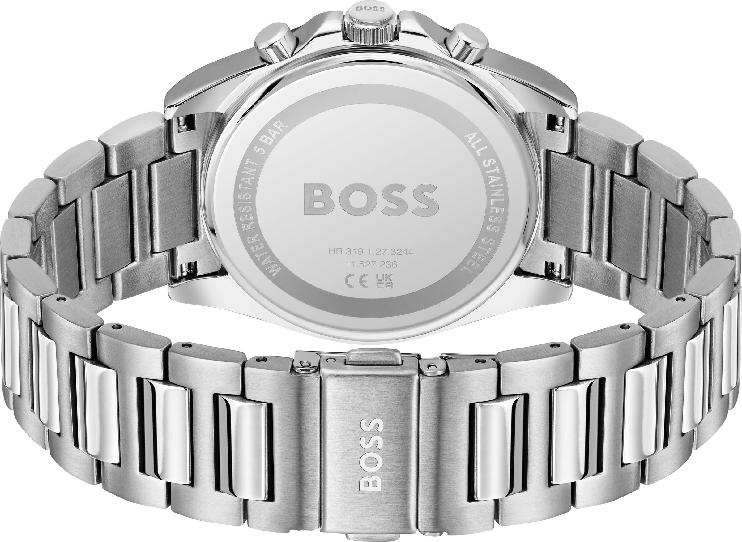 BOSS Chronograph »STRIKE CHRONO«, Quarzuhr, Armbanduhr, Herrenuhr, Edelstahlarmband, analog, Tag