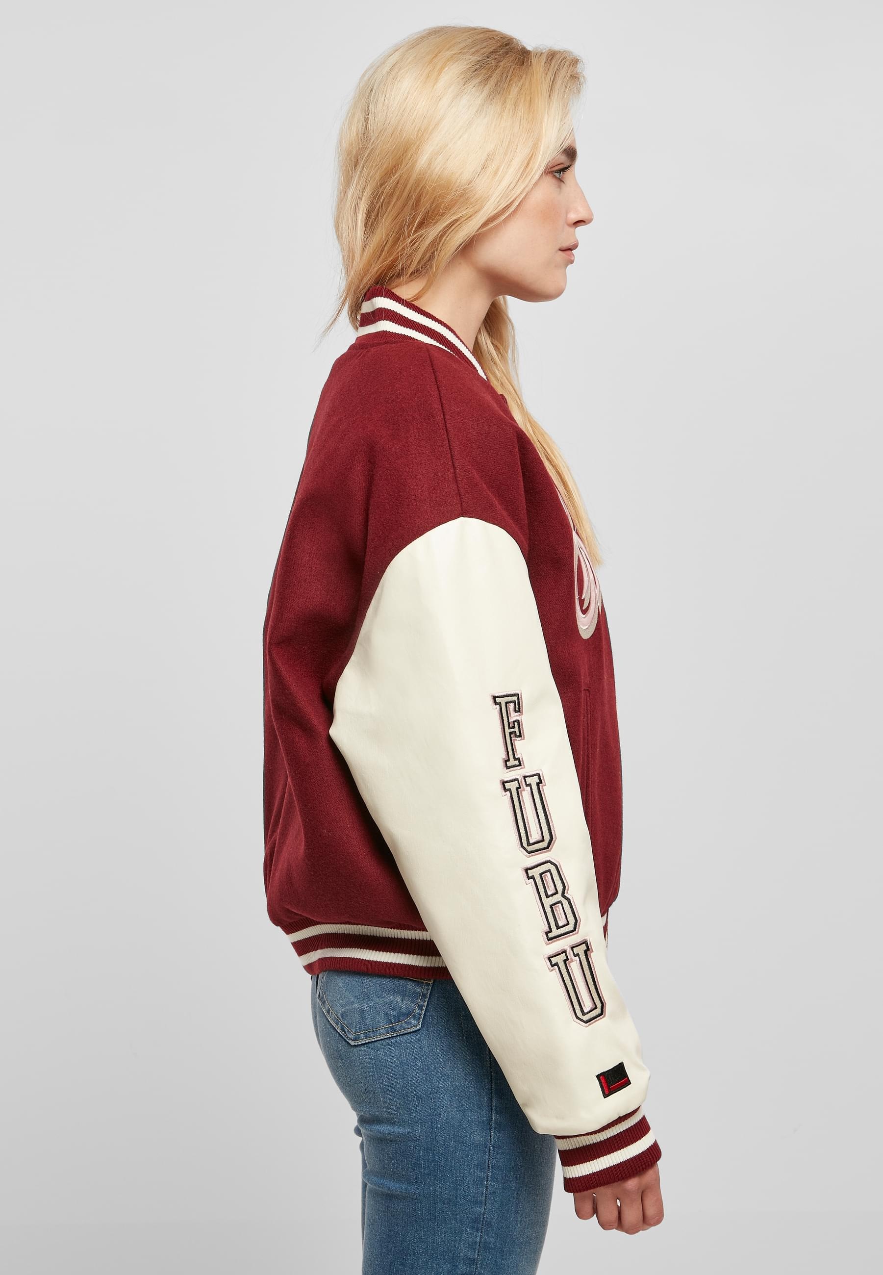 Fubu Collegejacke »Fubu Damen FW224-006-1 City 05 Varsity Jacket bordeaux/offwhite« 1 Stk. tlg. ohne Kapuze
