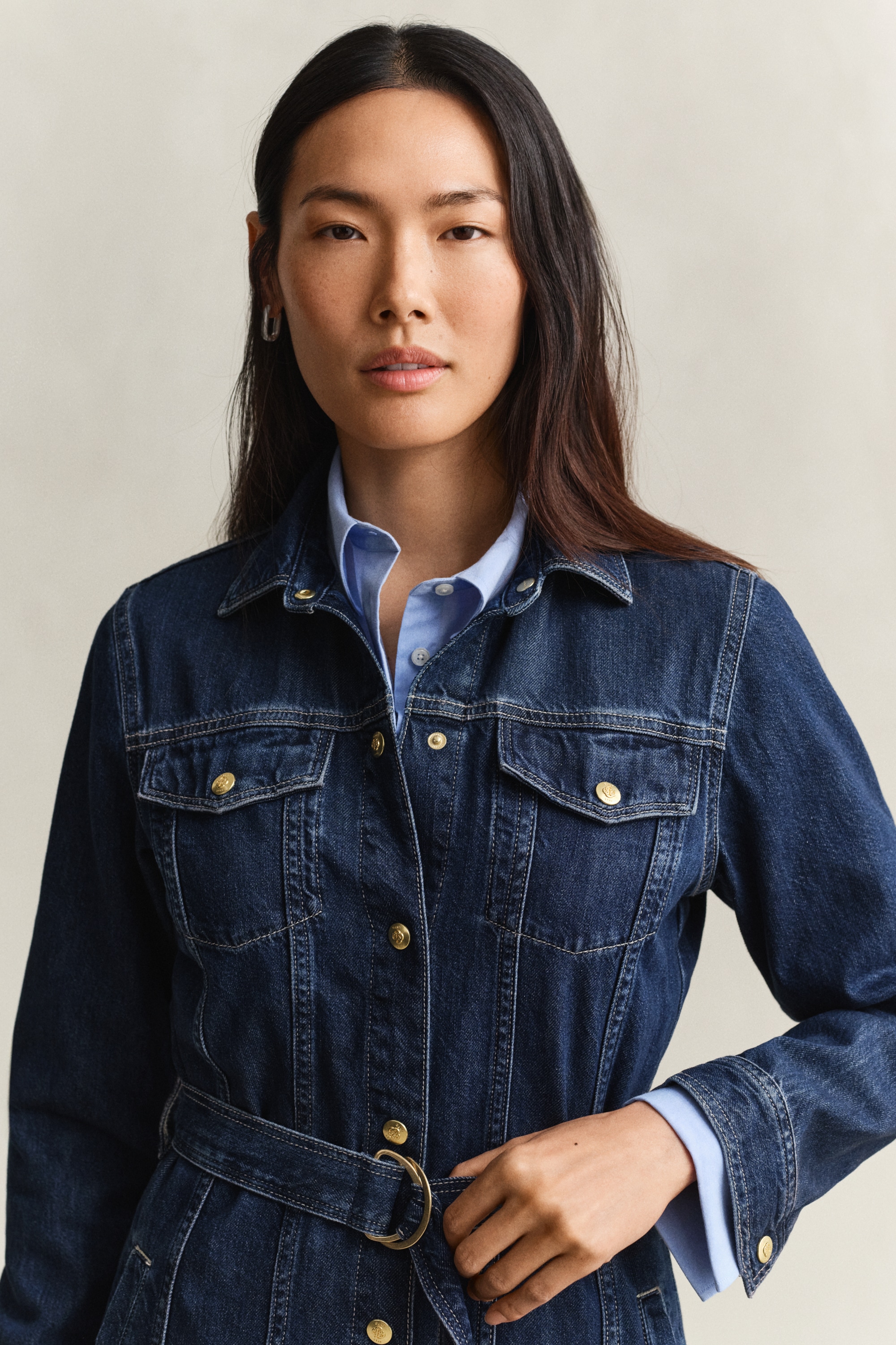 Gant Jeanskleid »BELTED DENIM MIDI« Brusttaschen | Paspeltaschen mit verstellbaren Gürtel