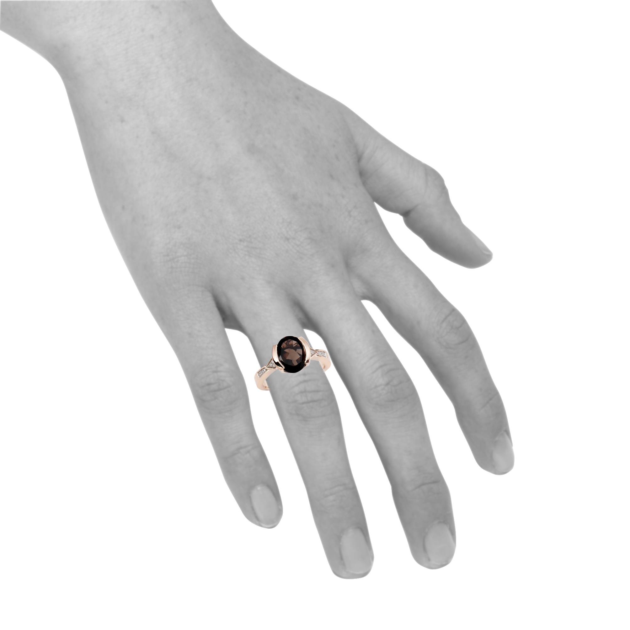 Diamonds by Ellen K. Fingerring »375/- Gold Rauchquarz mit Diamant 0,04ct.«