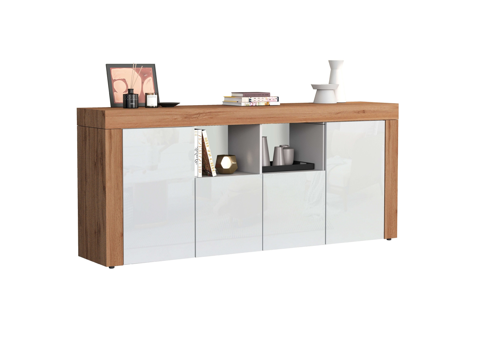 INOSIGN Sideboard »CHRONOS Breite 200 cm mit 4 Türen, 2 offene und 8 geschlossene Fächer«, (1 St.), Sideboard,Kommode, Schrank, Grifflos mit Push to Open, Made in Italy