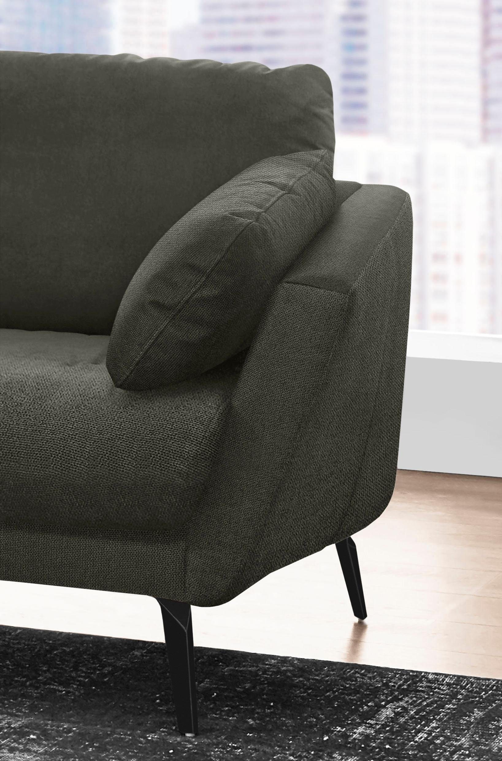 W.SCHILLIG Ecksofa »softy, toller Sitzkomfort, L-Form«, mit dekorativer Heftung im Sitz, Füße schwarz pulverbeschichtet