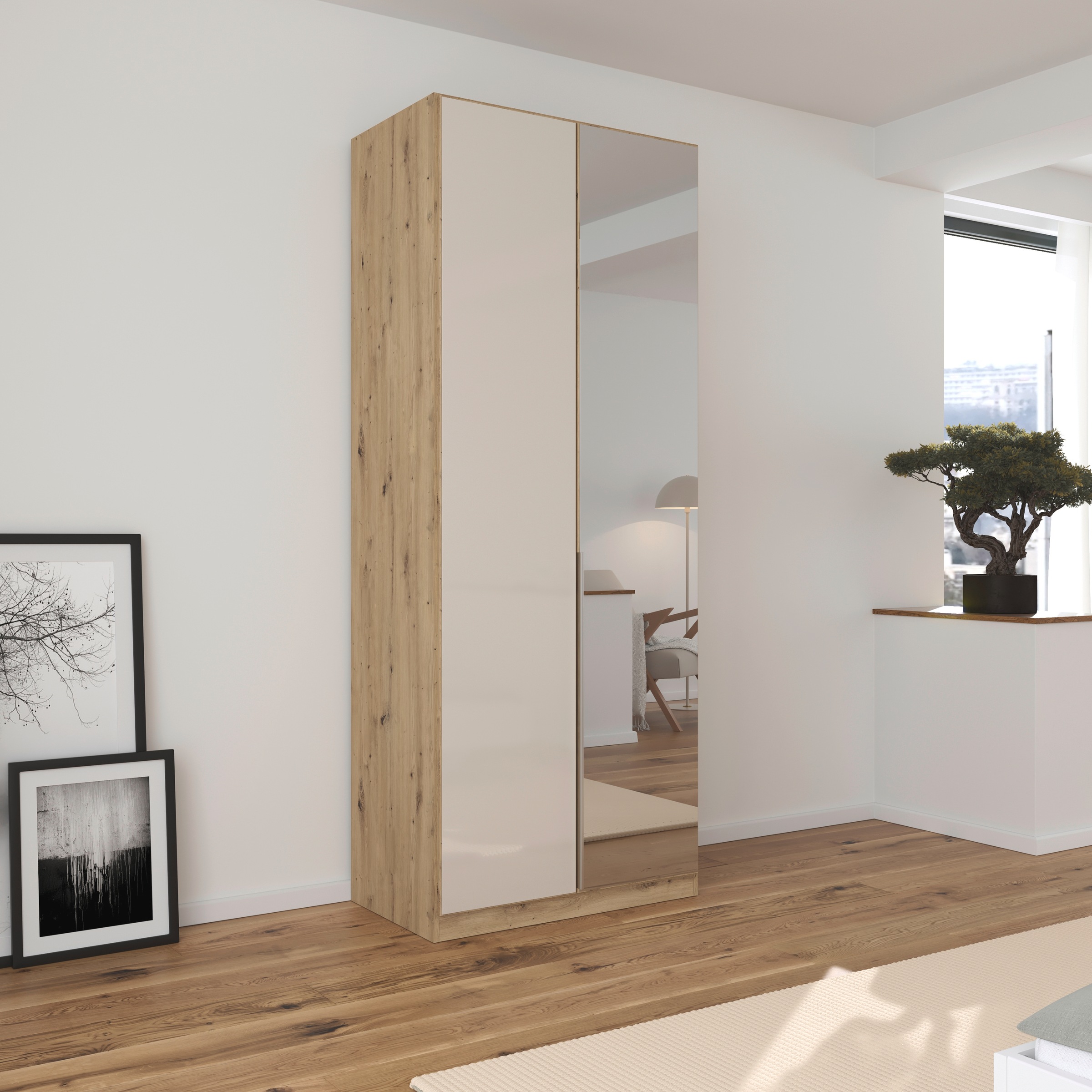 rauch Drehtürenschrank »Kleiderschrank Kleiderschränke Schrank Garderobe AGORDO mit Glasfront«, (in zwei Griff-Farben), durchdachte Innenausstattung, in 6 Breiten und 2 Höhen MADE IN GERMANY