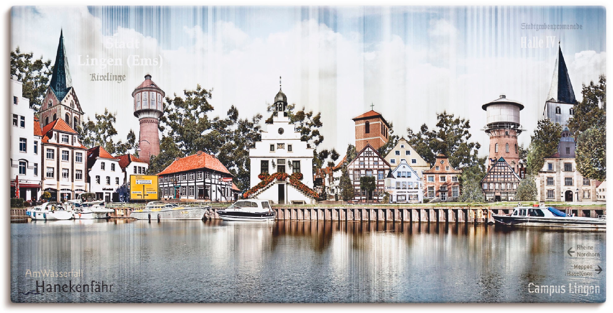 Artland Leinwandbild »Lingen Ems Skyline Collage« Deutschland 1 Stk. tlg. auf Holzrahmen gespannt
