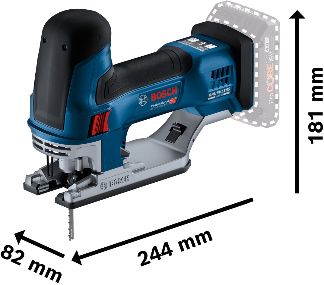 Bosch Professional Akku-Stichsäge »»GST 18V-155 SC««, Inkl. 2x 4,0Ah Akkus und Schnellladegerät GAL 18V-40, in L-BOXX