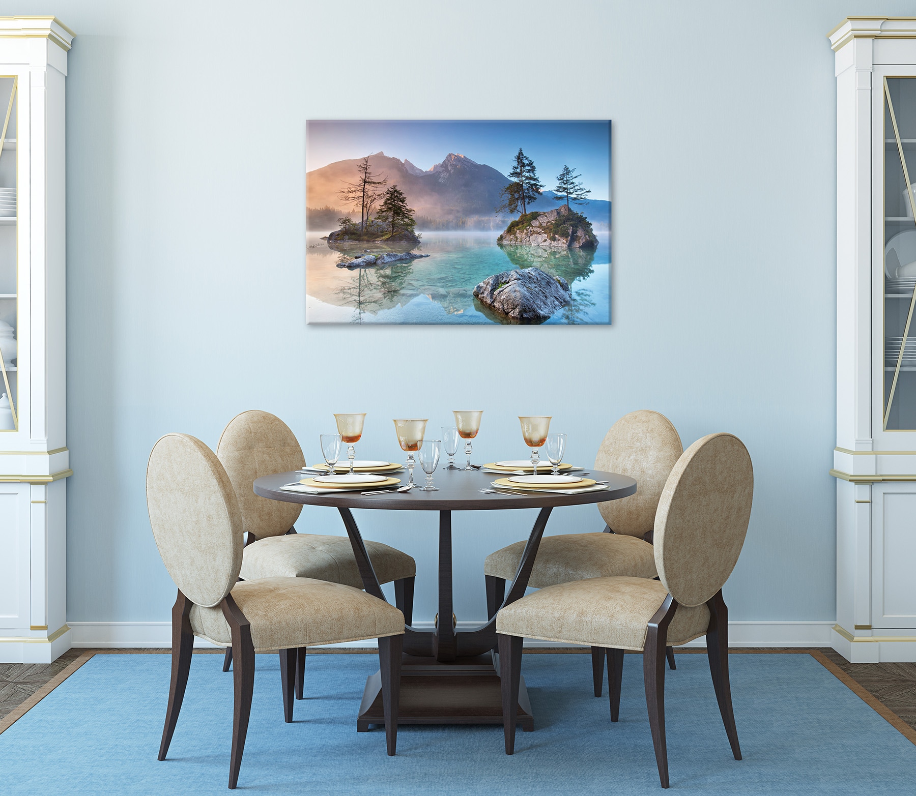 Bönninghoff Leinwandbild »Wandbild HINTERSEE BAYERN 60x90 cm – Leinwandbild Keilrahmen Deko« See 1 Stk. tlg. auf Keilrahmen gespannt