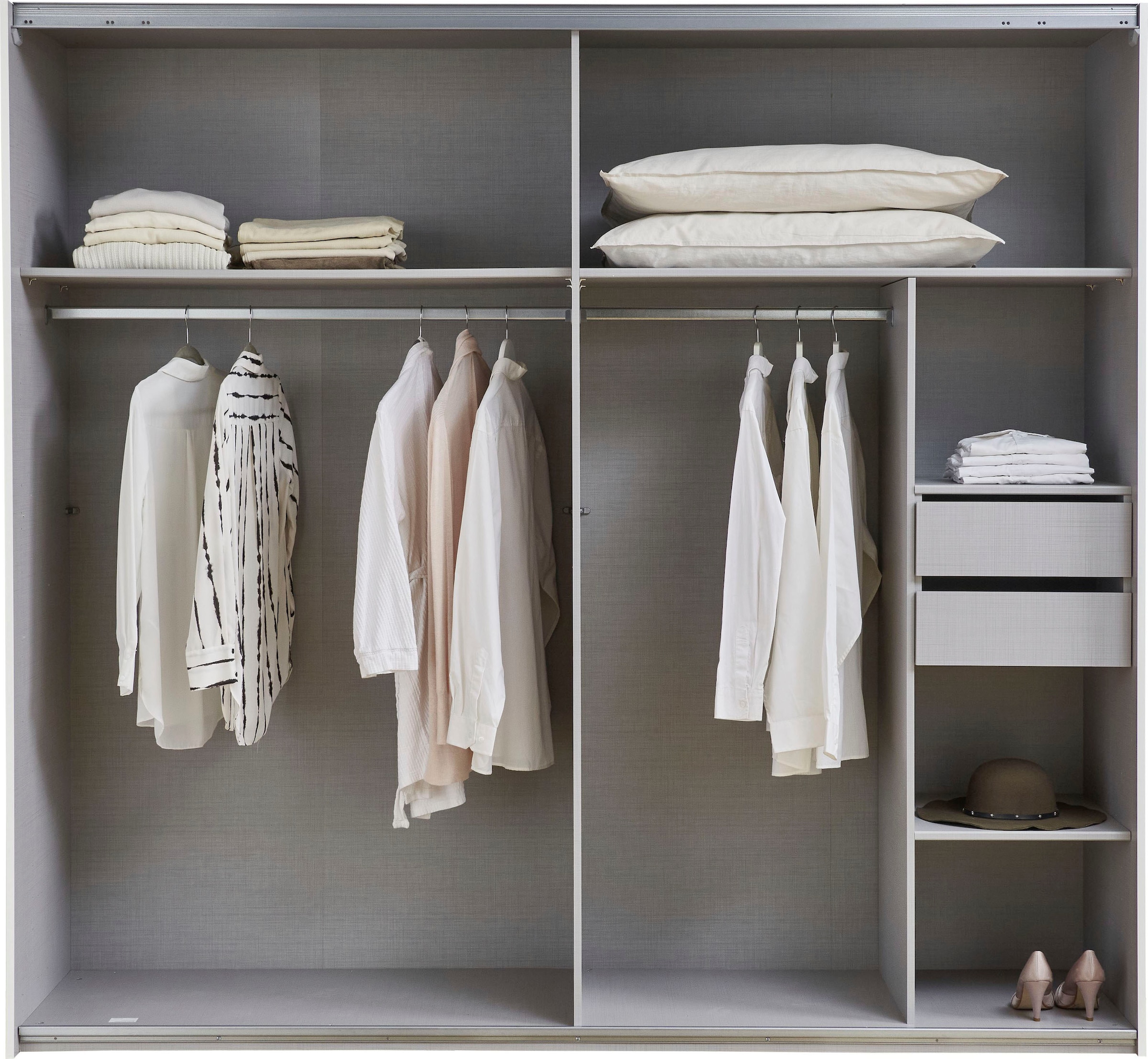 Wimex Schwebetürenschrank »Jork Kleiderschrank mit Spiegel, schwarze Metallgriffe«, Schrank in verschiedenen Größen und Innenausstattungsvarianten