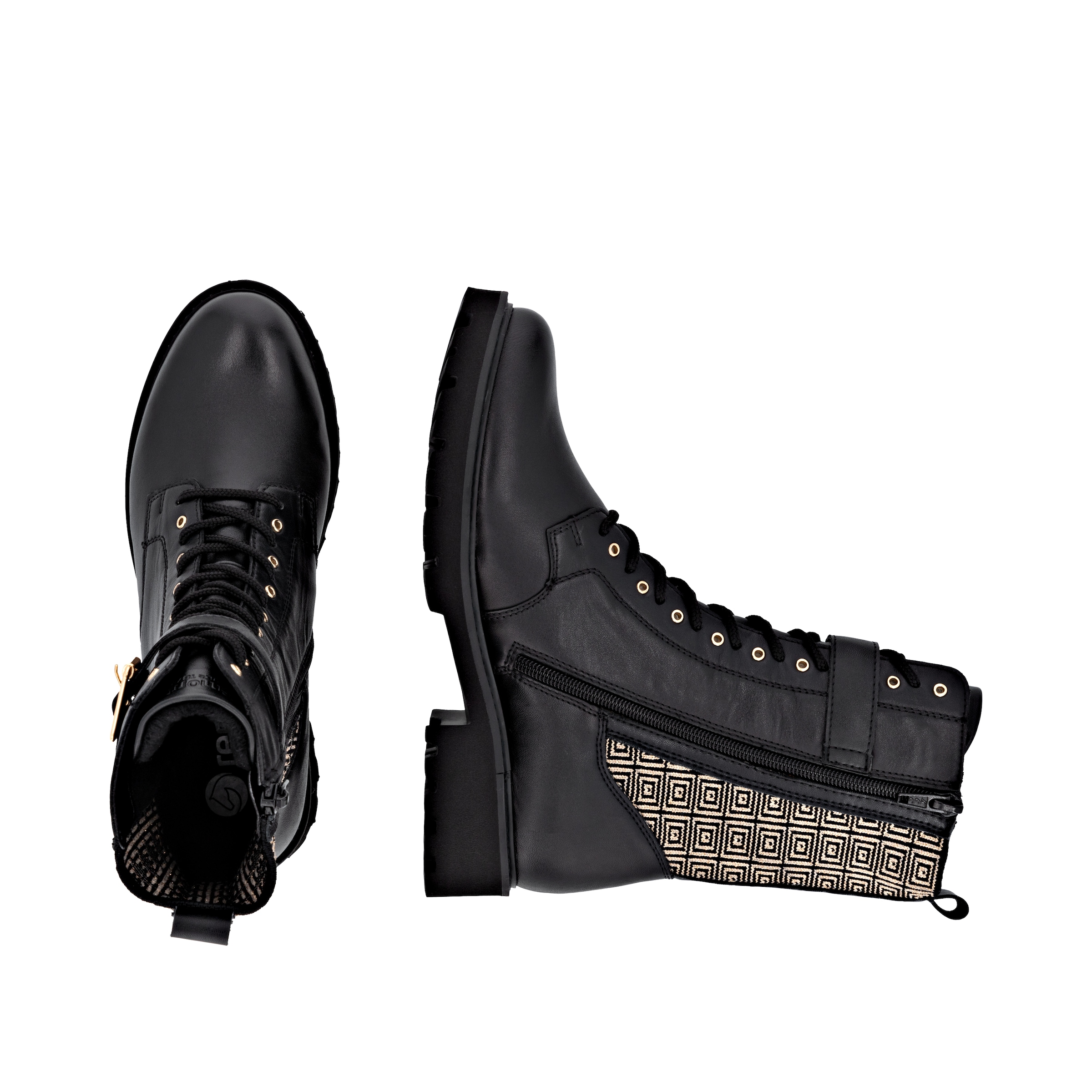 Remonte Schnürstiefelette, Schnürboots, Profilsohle, Blockabsatz, mit Innenreißverschluss