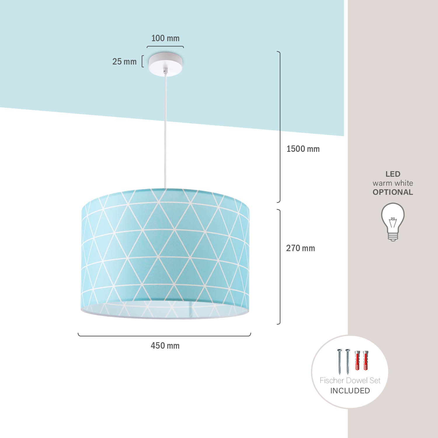 Paco Home Pendelleuchte »Stella 401«, 1 flammig, Leuchtmittel E27 | ohne Leuchtmittel, Deckenlampe Wohnzimmer Schlafzimmer Hängelampe Skandi Rauten E27