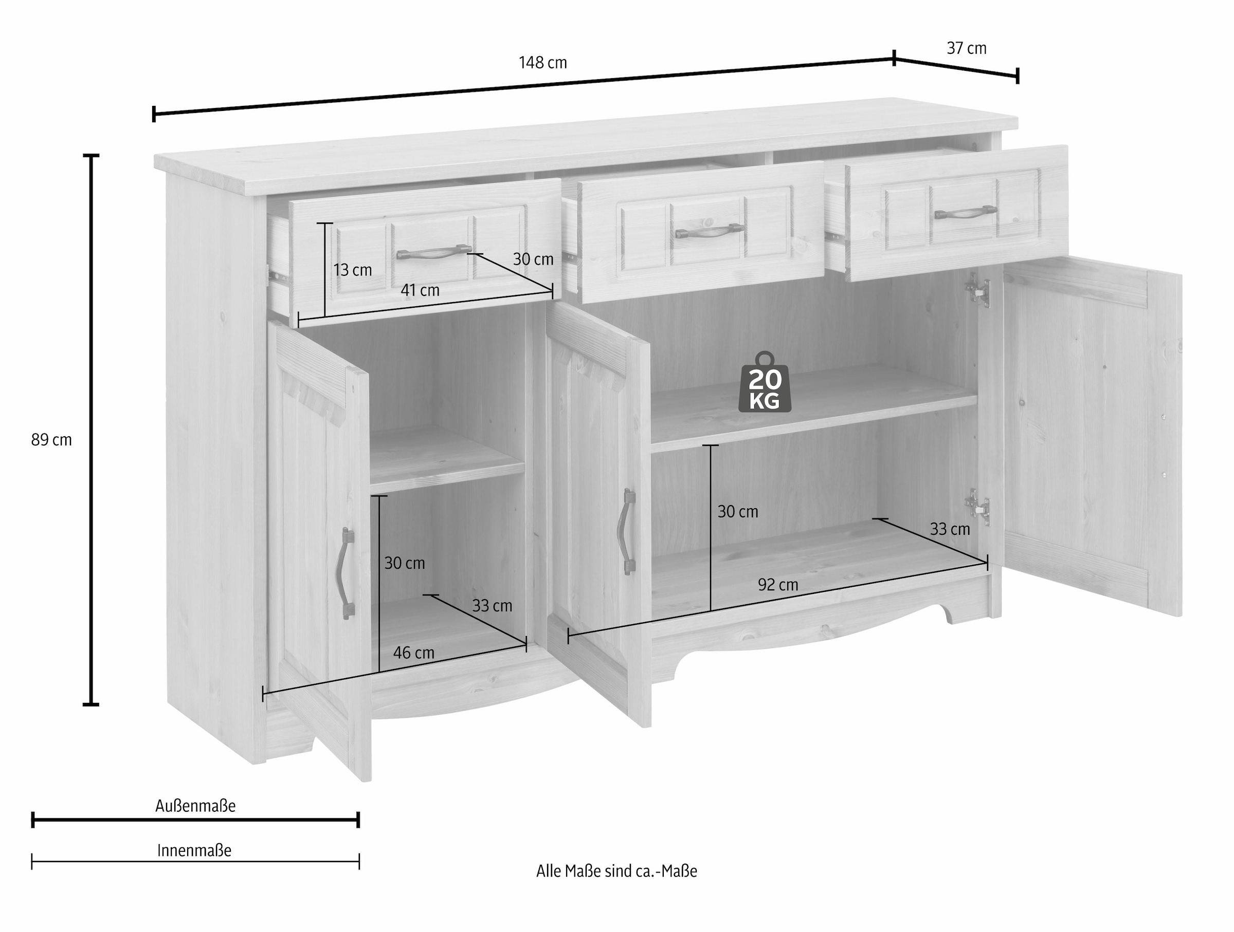 Home affaire Sideboard »Trinidad«, Kommode, Breite 148 cm