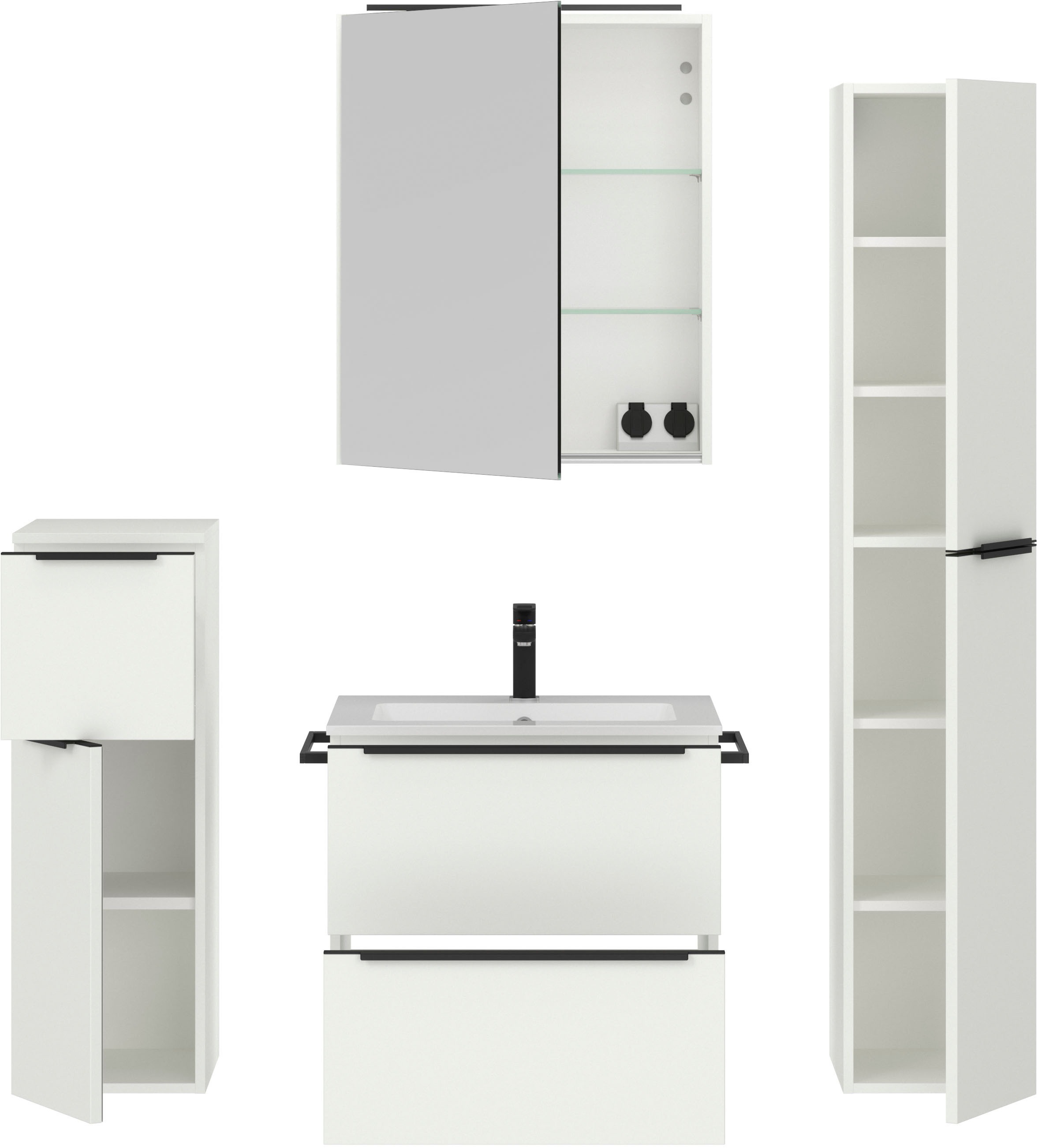 nobilia® Badmöbel-Set »Levere« vormontiert, mit Soft-Close, 4 Stk. tlg.