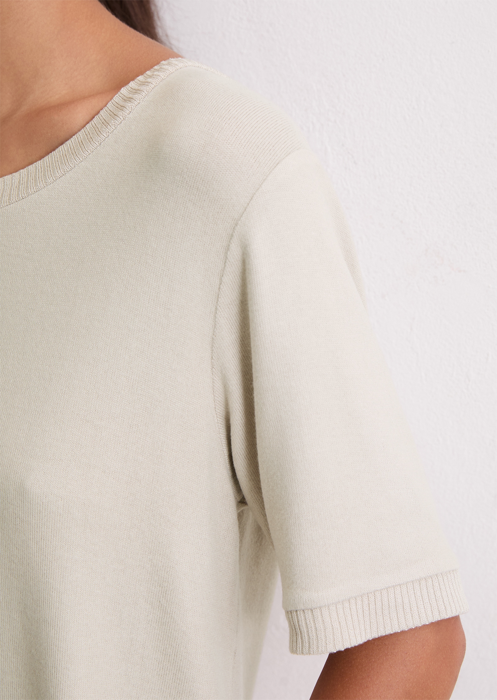 Marc O'Polo Kurzarmshirt gerippte Abschlüsse, Rundhals, Halbarm, weich, Modalmix, leicht