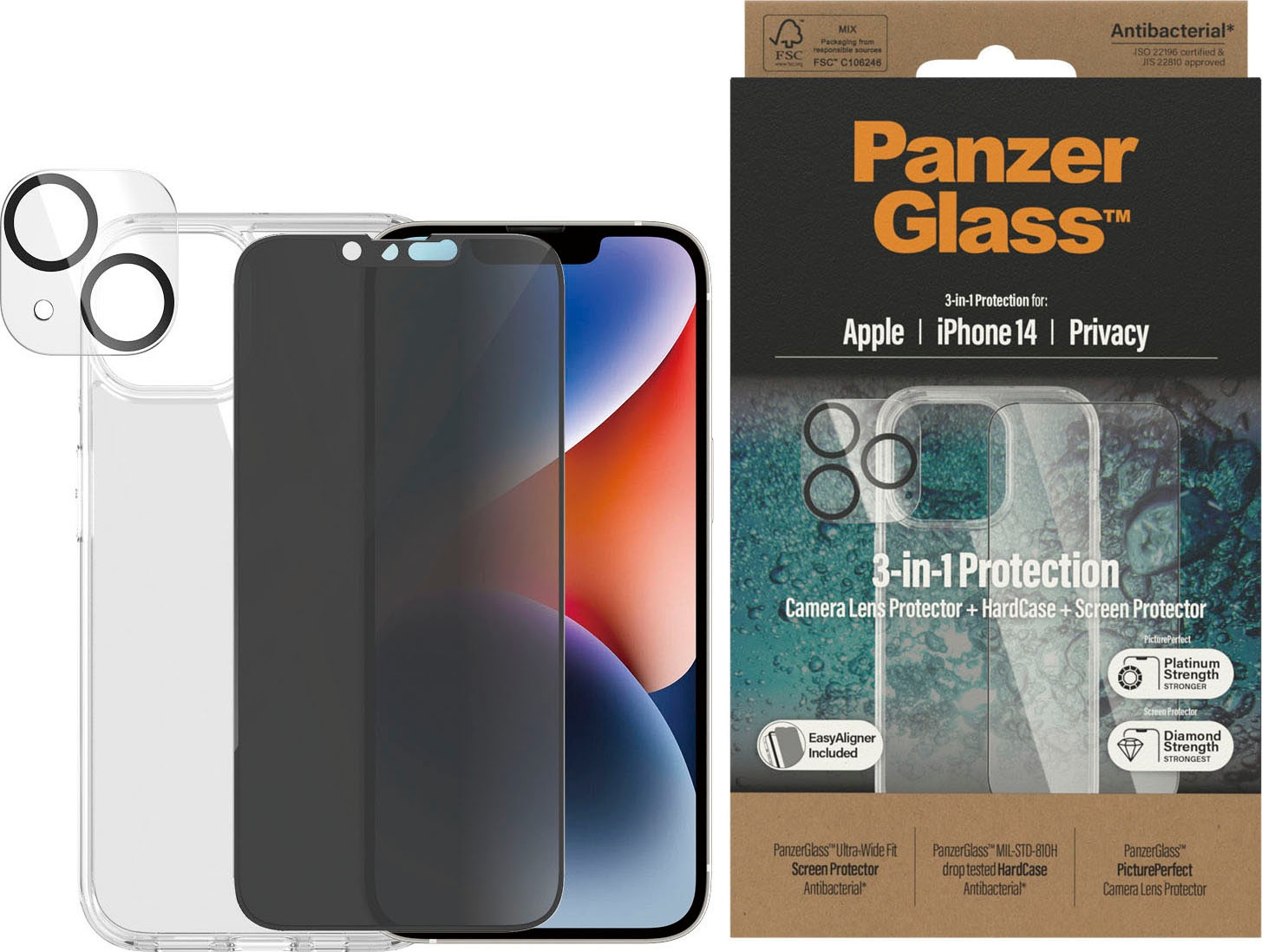 Bild von PanzerGlass Displayschutzglas »Set: Privacy Glass+Case - iPhone 14 6,1«