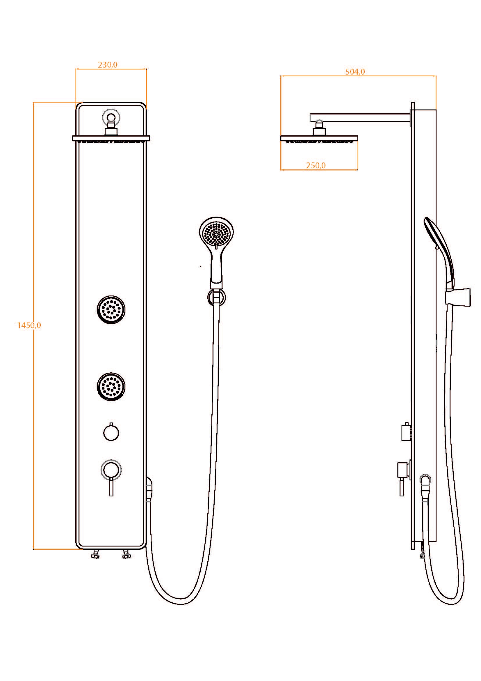 Schütte Duschsäule, Duschsystem mit Regendusche & Massagedüsen,Handbrause mit 3 Funktionen