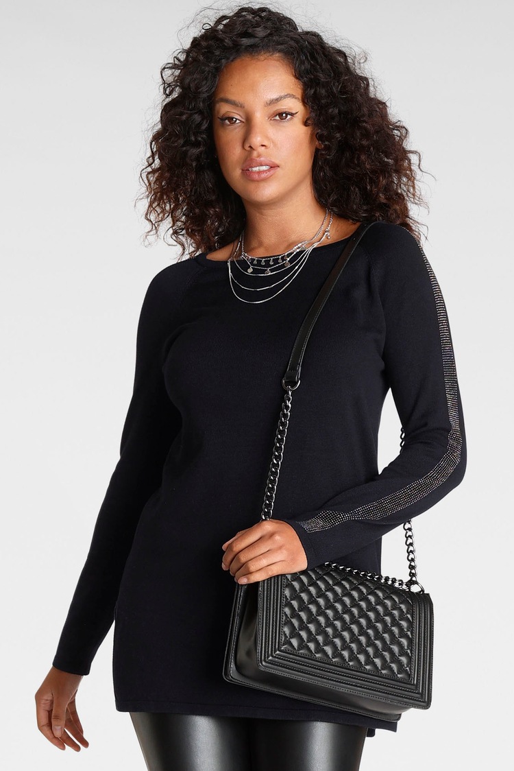 Longpullover, mit Glitzersteinen und seitlichen Schlitzen - NEUE KOLLEKTION