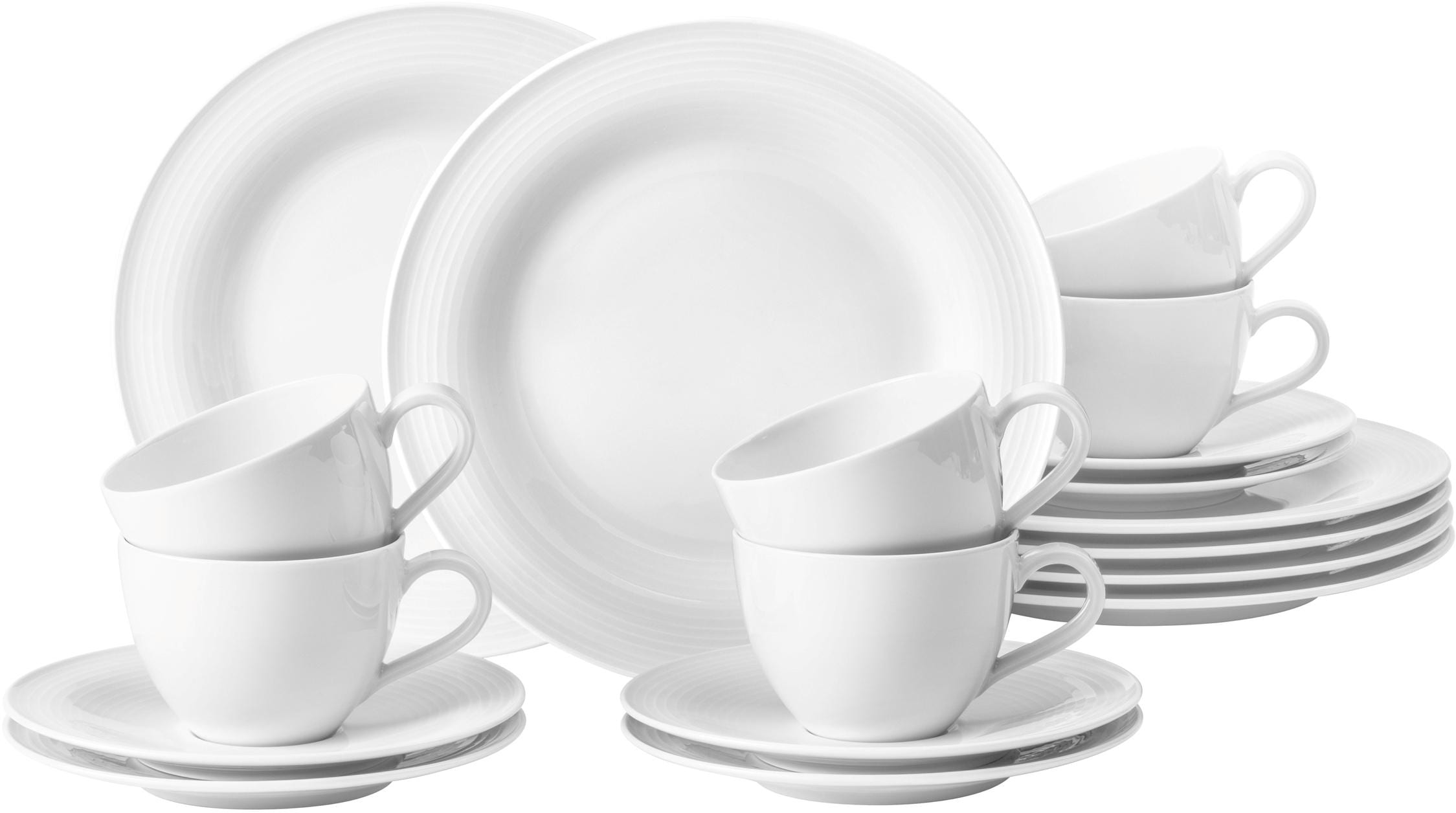 Seltmann Weiden Kaffeeservice »Geschirr-Set, Service Beat«, (Set, 18 tlg.), Rillendekor, 18 Teile, für 6 Personen