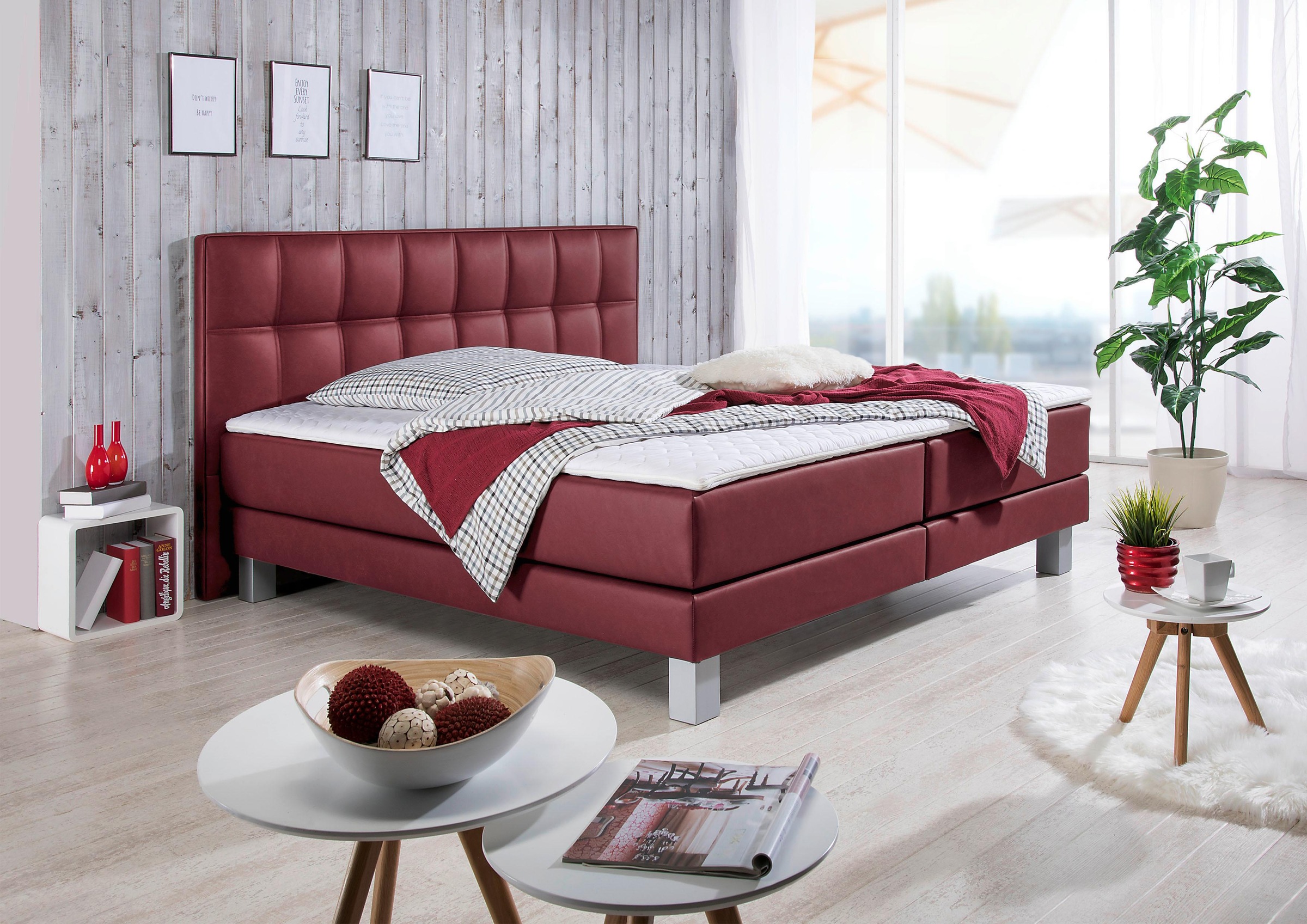 INOSIGN Boxspringbett "Tavira" in 4 Breiten, 4 Farben und 3 Matratzenarten, günstig online kaufen