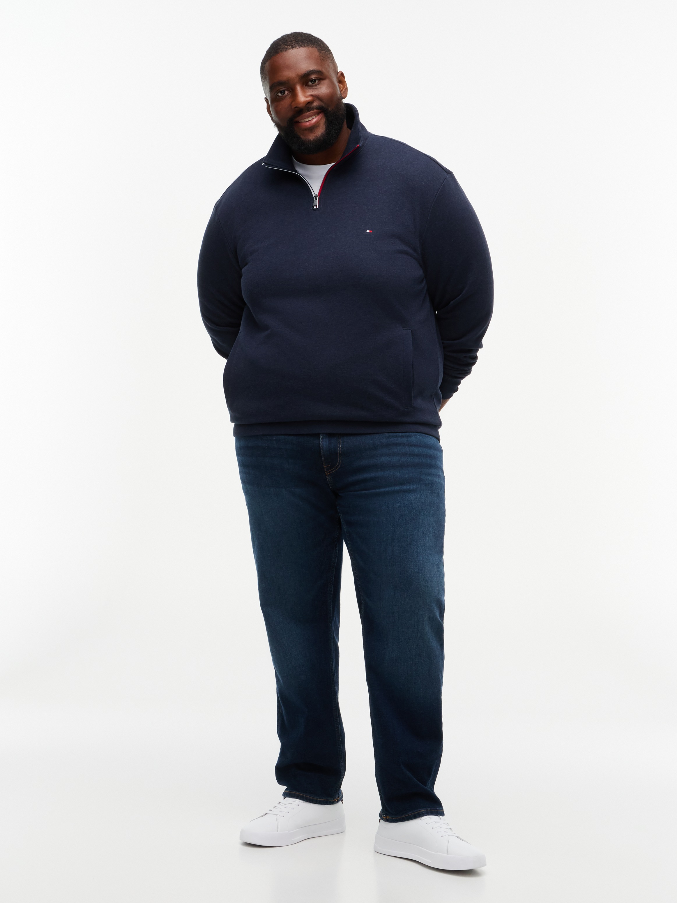 Tommy Hilfiger Big & Tall Sweatshirt »BT-RWB TERRY TIPED REGULAR 1/4 ZIP-B«, Große Größen, Troyerkragen
